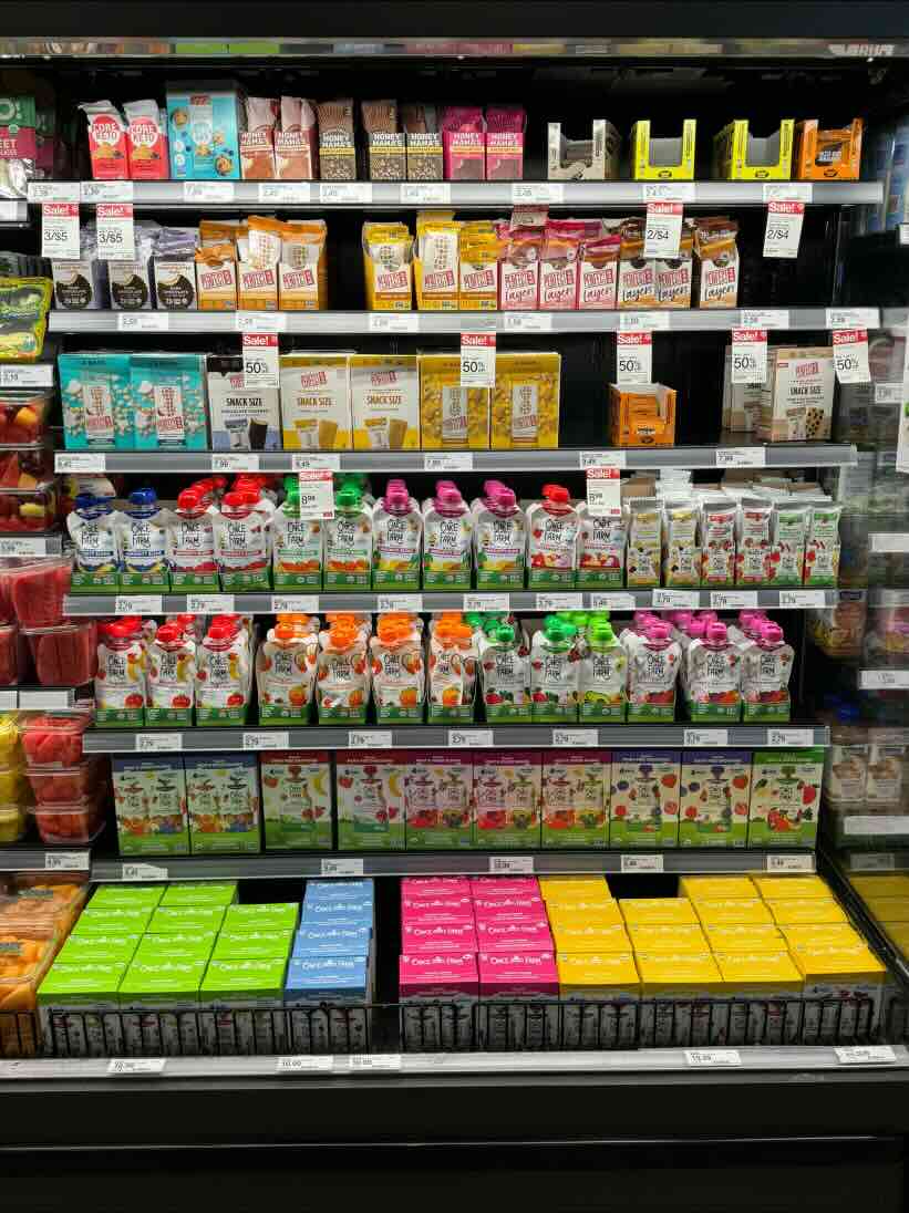 Once Upon a Farm display in a grocery store