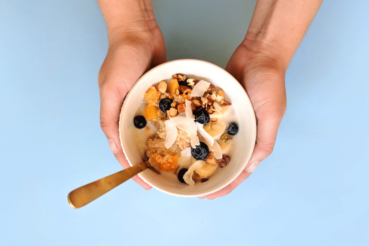 Banana & Butternut Squash Breakfast bowl made with Once Upon a Farm frozen meals.