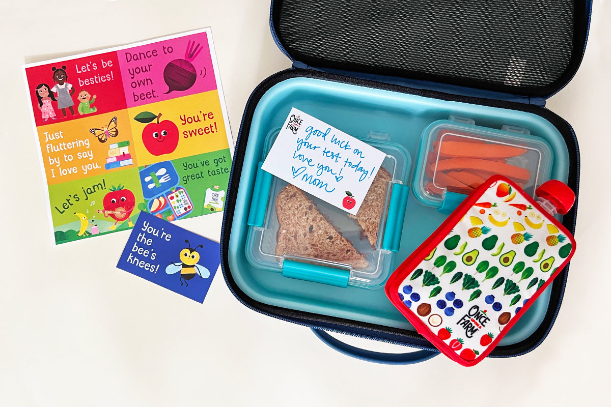lunchbox with a handwritten note from Mom
