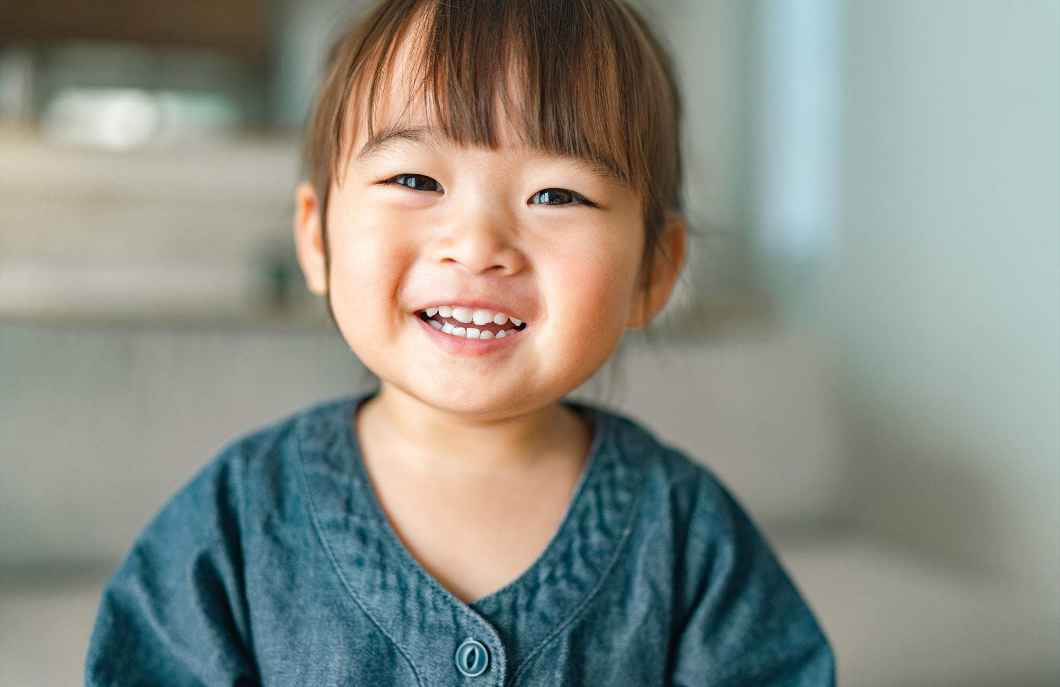 close-up of young smiling girl