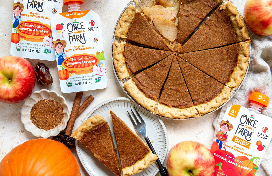 a sliced pumpkin apple pie