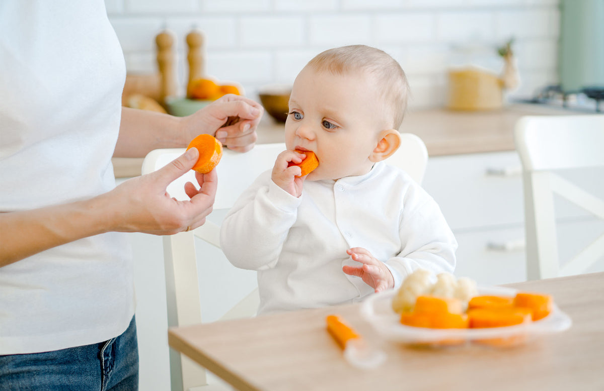 Baby eating carrots
