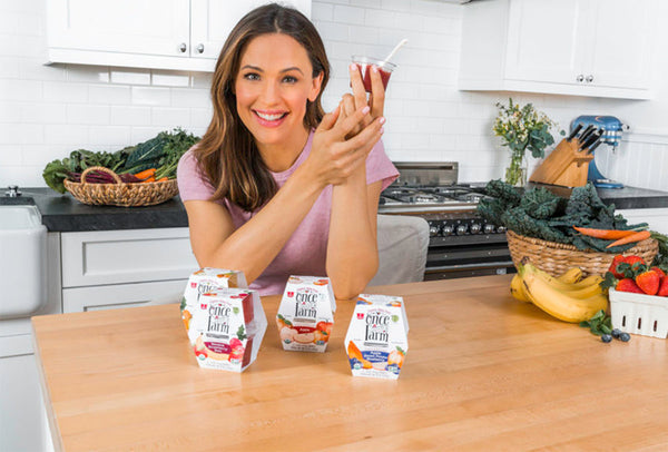 Jennifer Garner with Once Upon a Farm WIC - approved baby food bowls. 