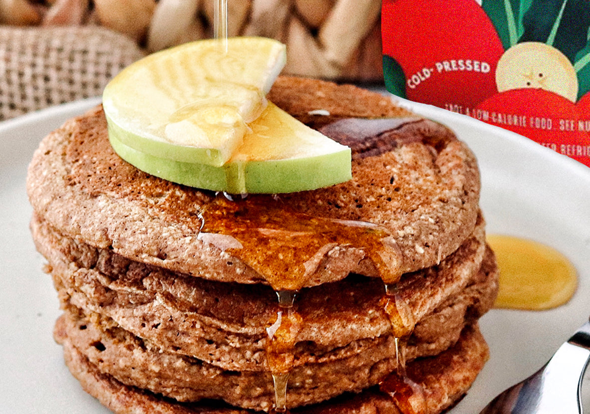 Green Kale & Apple Spice Pancakes. 
