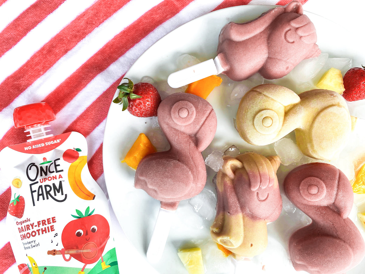 Summer smoothie pop made with Once Upon a Farm dairy-free smoothies. 