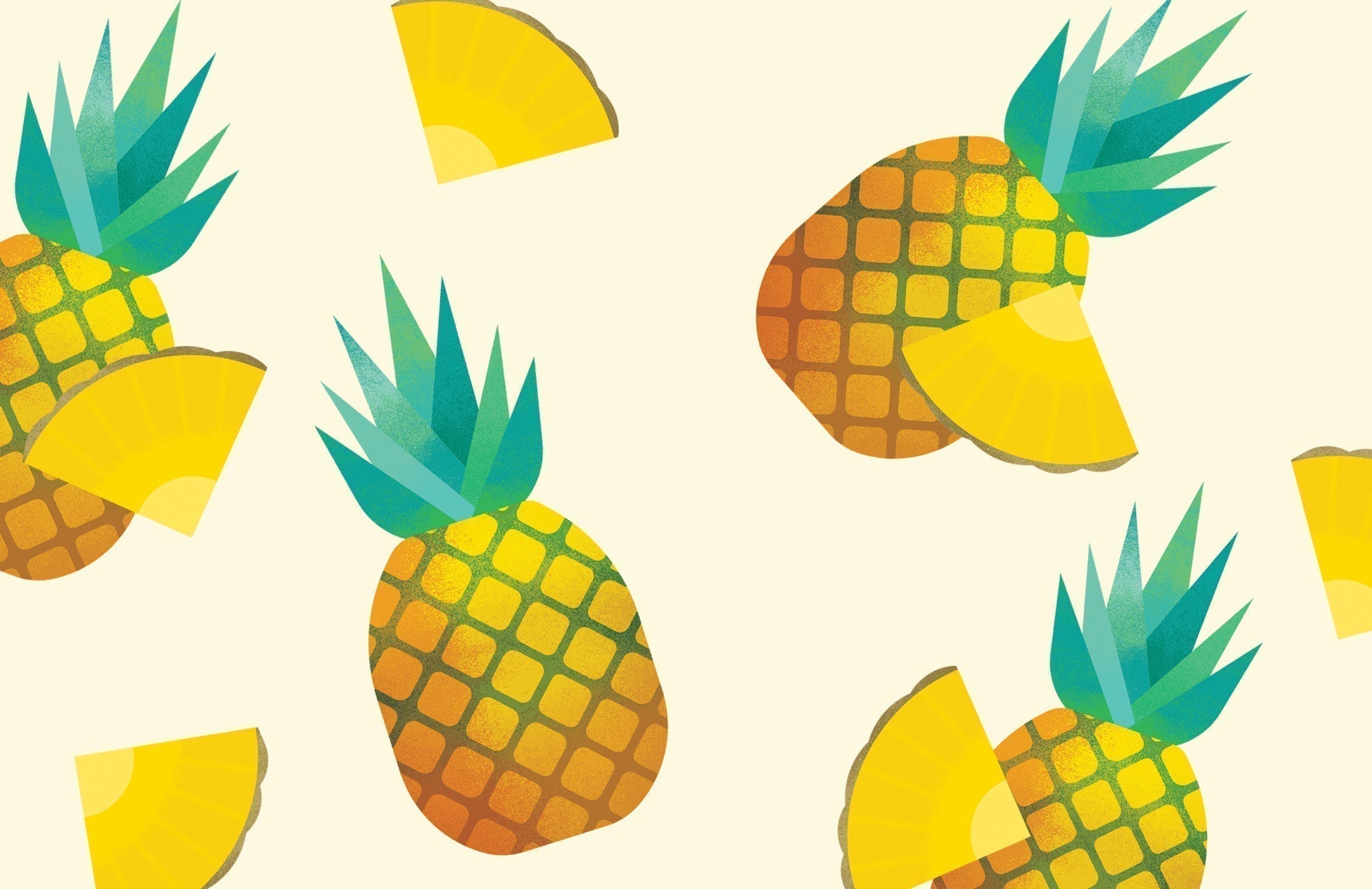 pineapple illustrations on a light yellow background