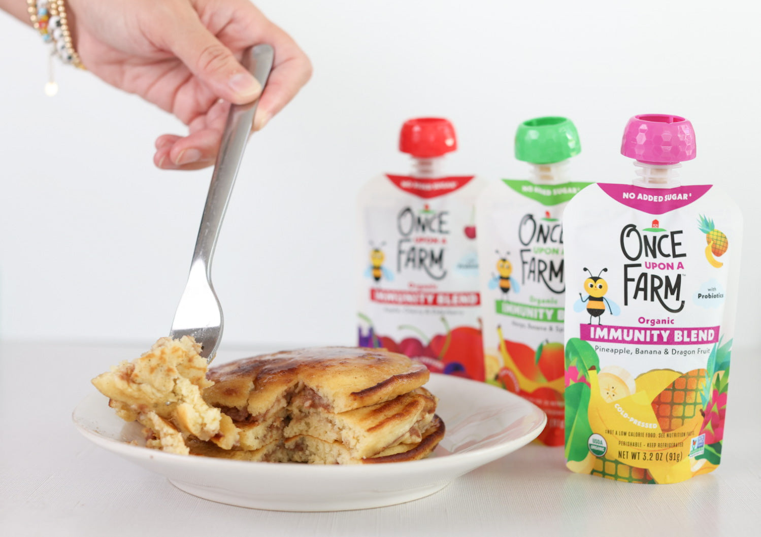 Swirl Pancakes Using Once Upon a Farm Immunity Blends