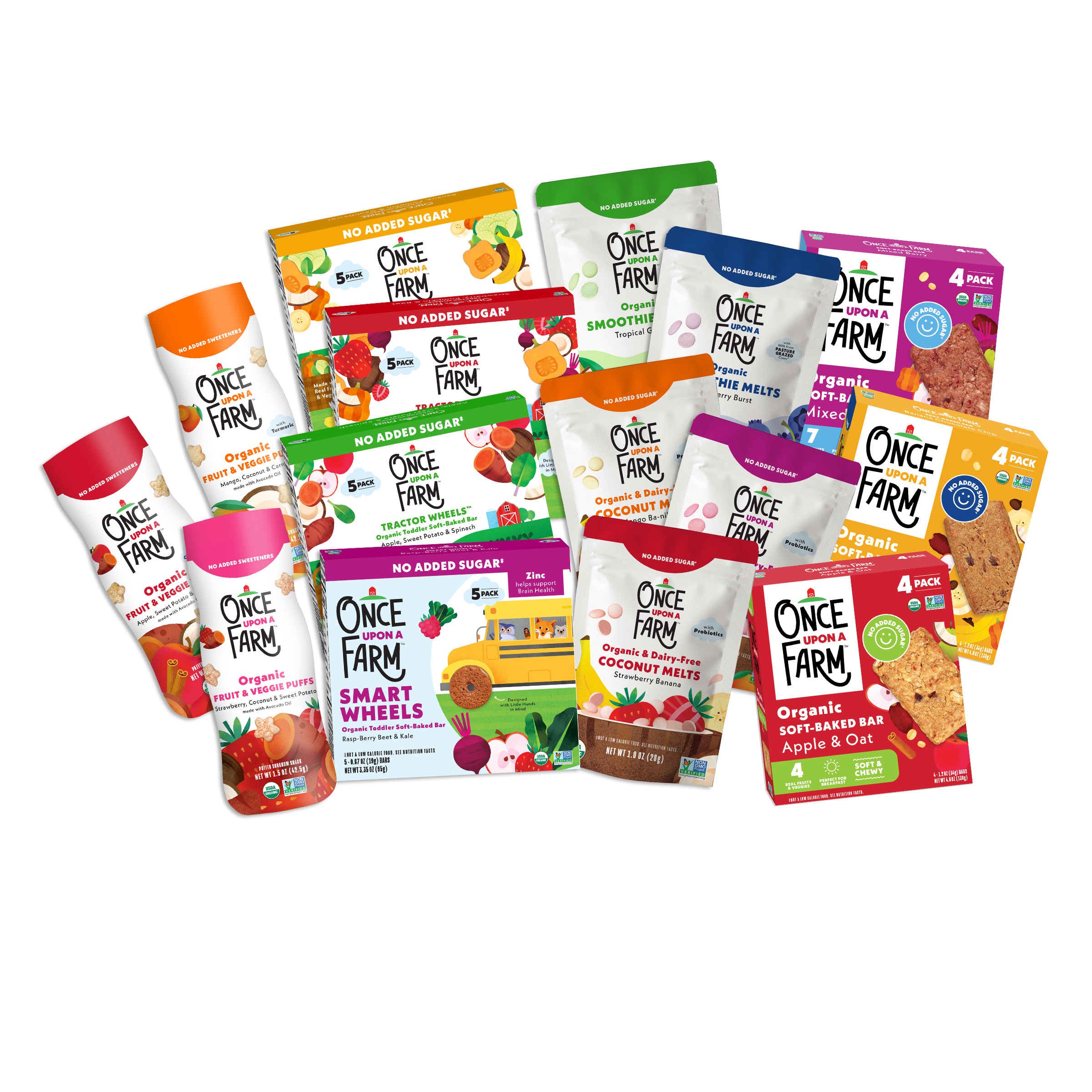 Pantry Snack Sampler -  Puffs, Coconut Melts, Tractor Wheels, Smart Wheels, Smoothie Melts, Made with Real Fruit & Veggies, No Added Sugar, Non-GMO, 15 Count