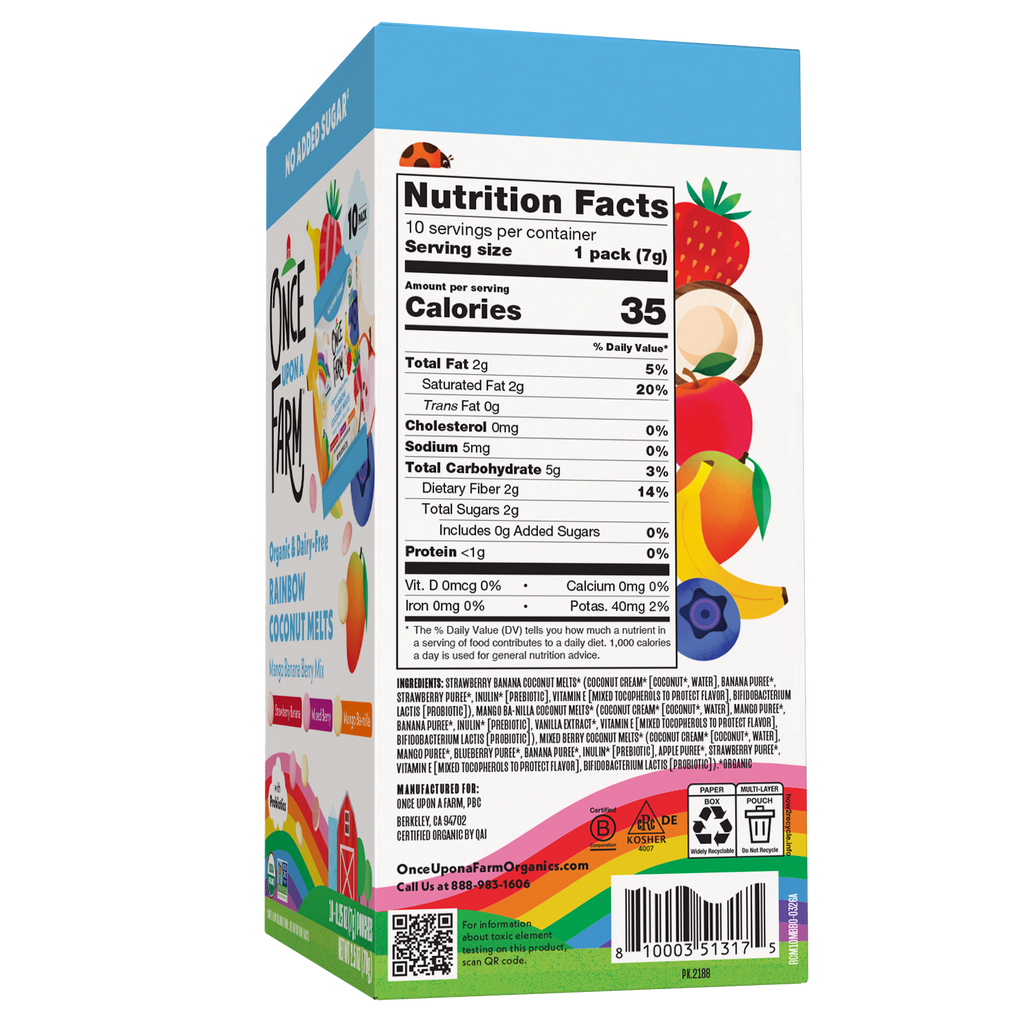 Back side of a packaged snack box showing the Nutrition Facts panel, product ingredients, and colorful branding for Oreo's Flavored Sugar candy corn muffins.