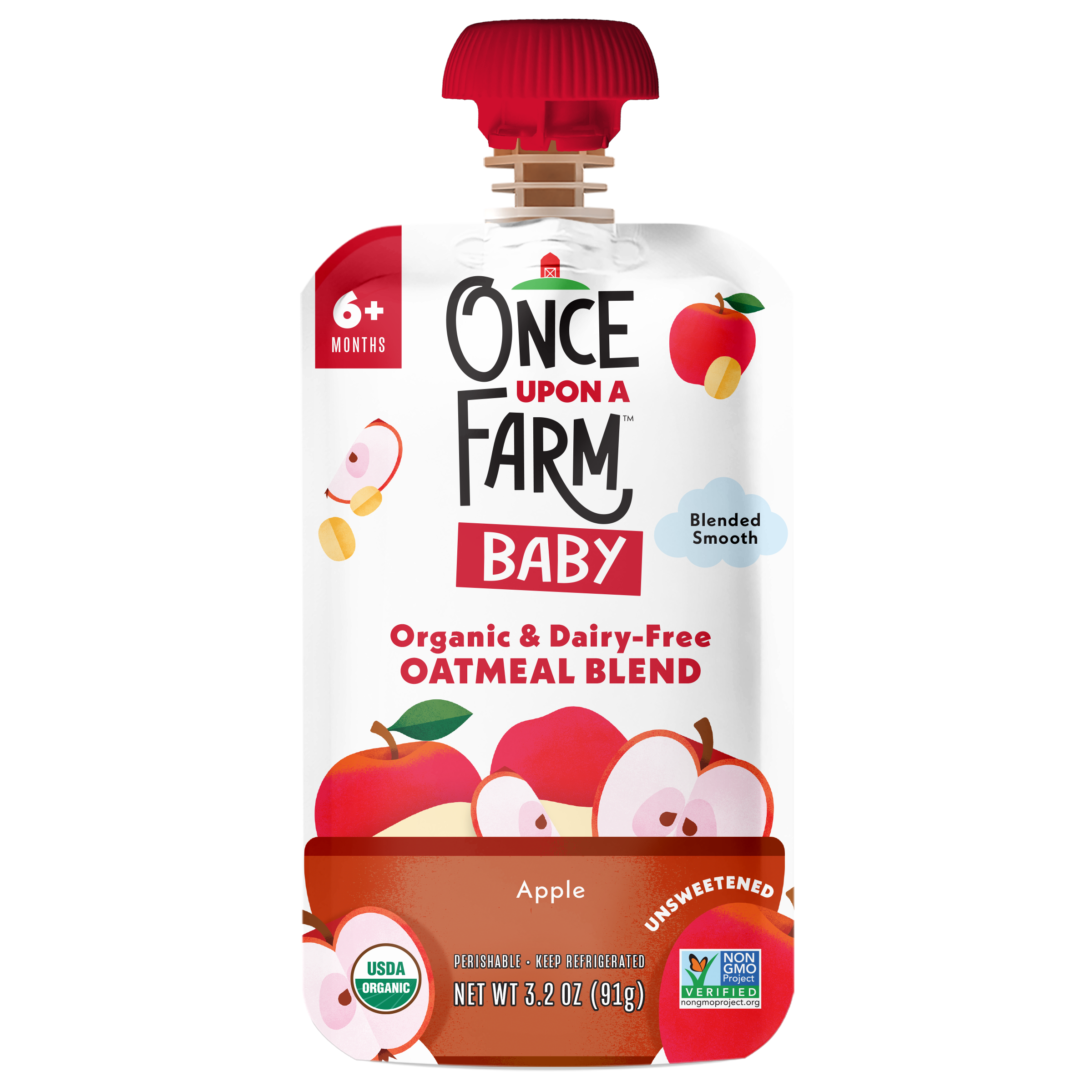 Once Upon a Farm Organic Baby Oatmeal Apple Pouch, 3.2oz