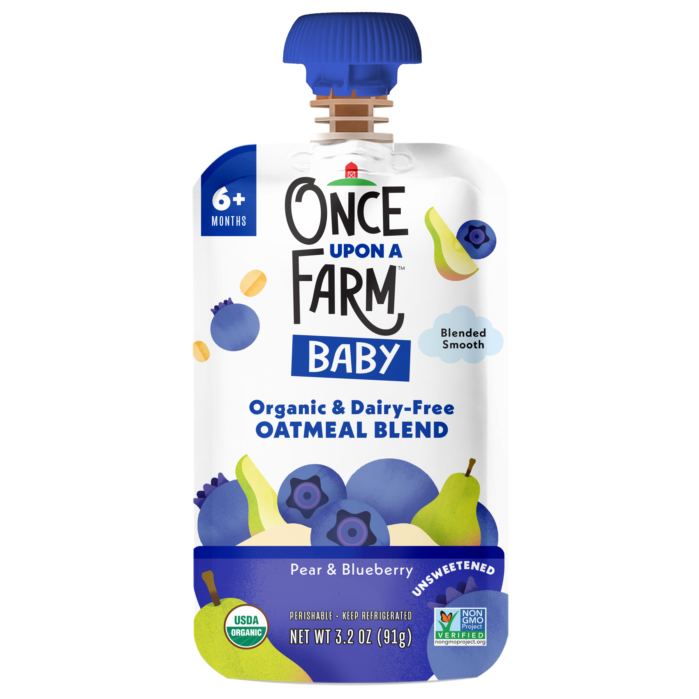 Pear & Blueberry Baby Oatmeal Blend Front of packaging