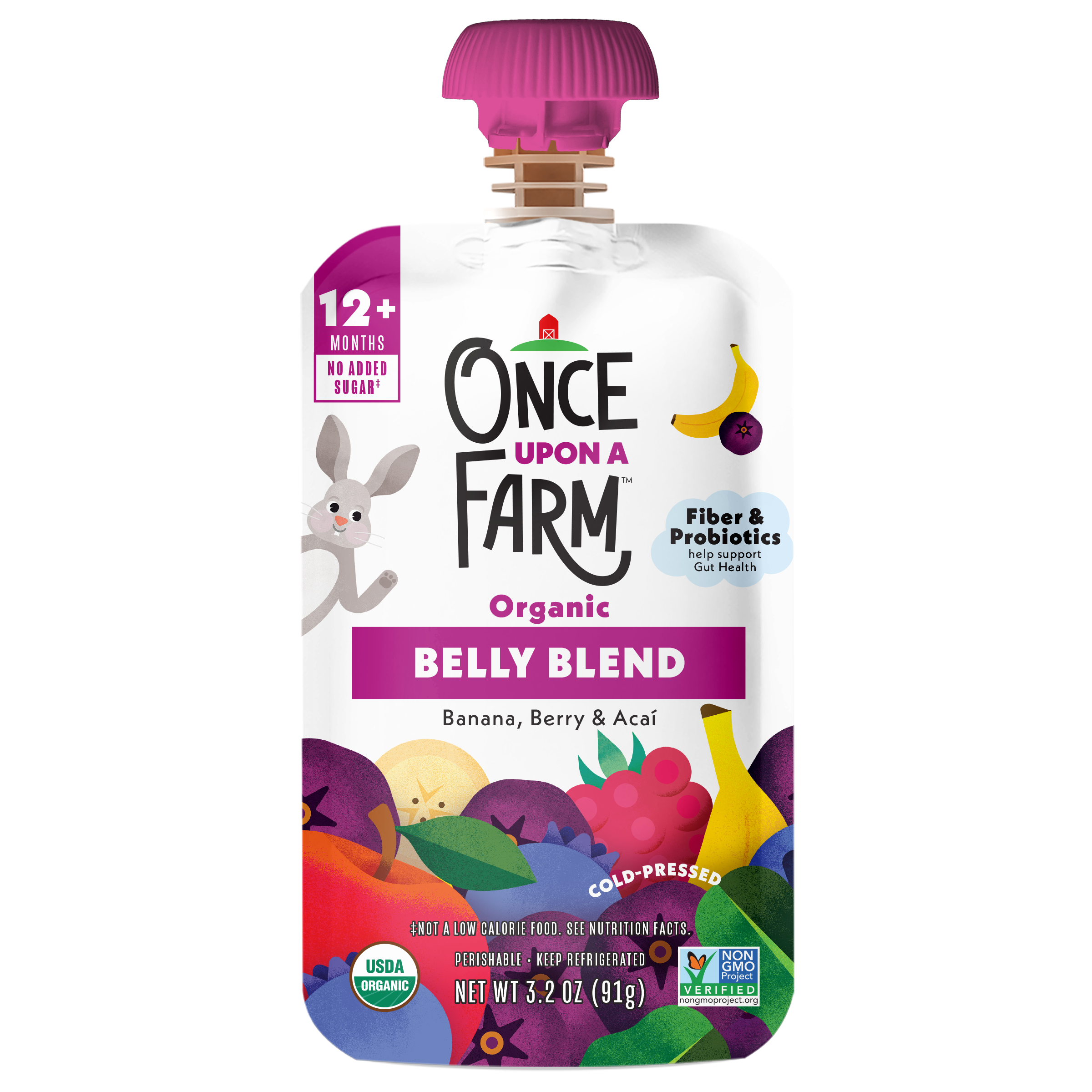 Belly Blend Banana Berry Acai Front of Packaging