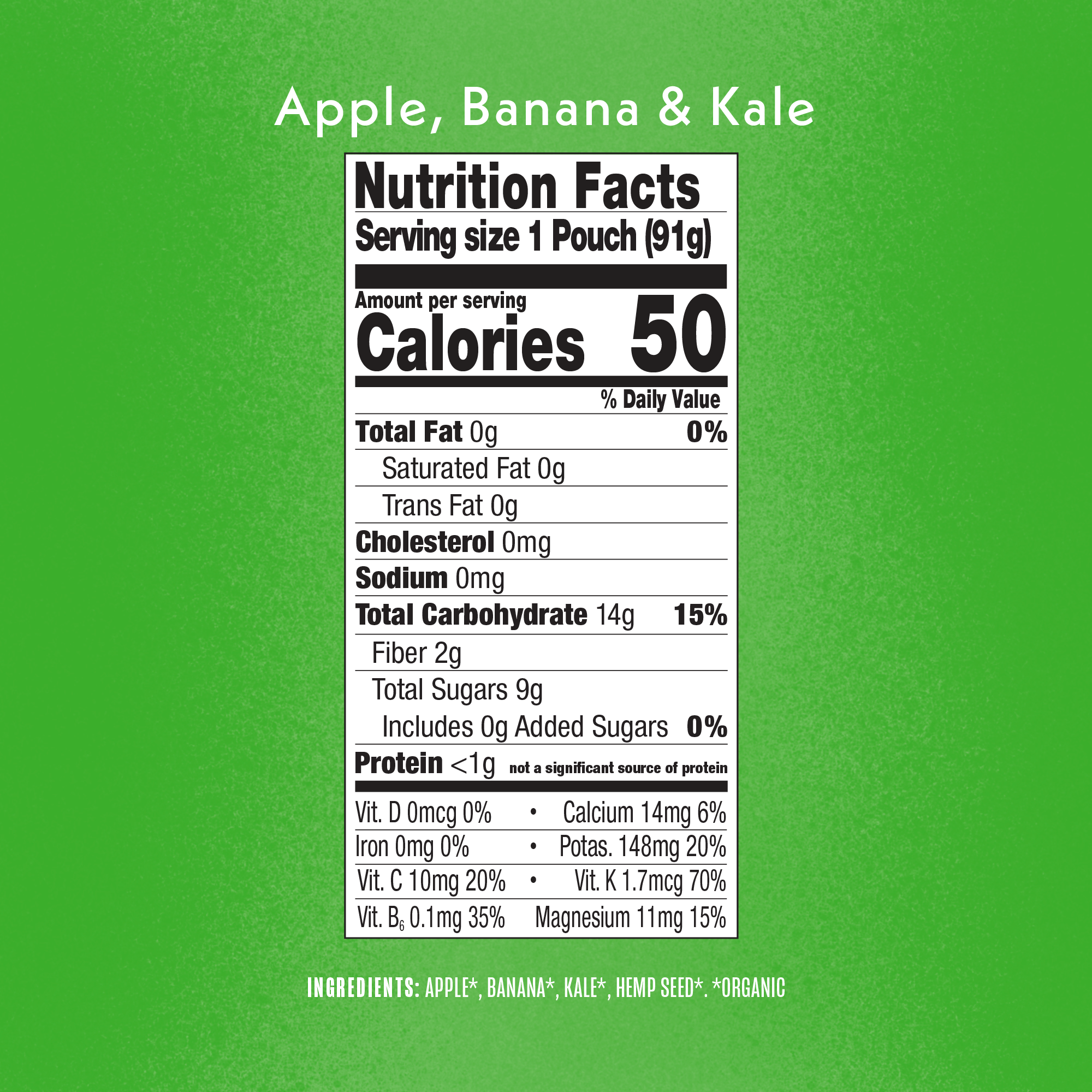 Apple, Banana & Kale Nutritional Facts & Ingredients