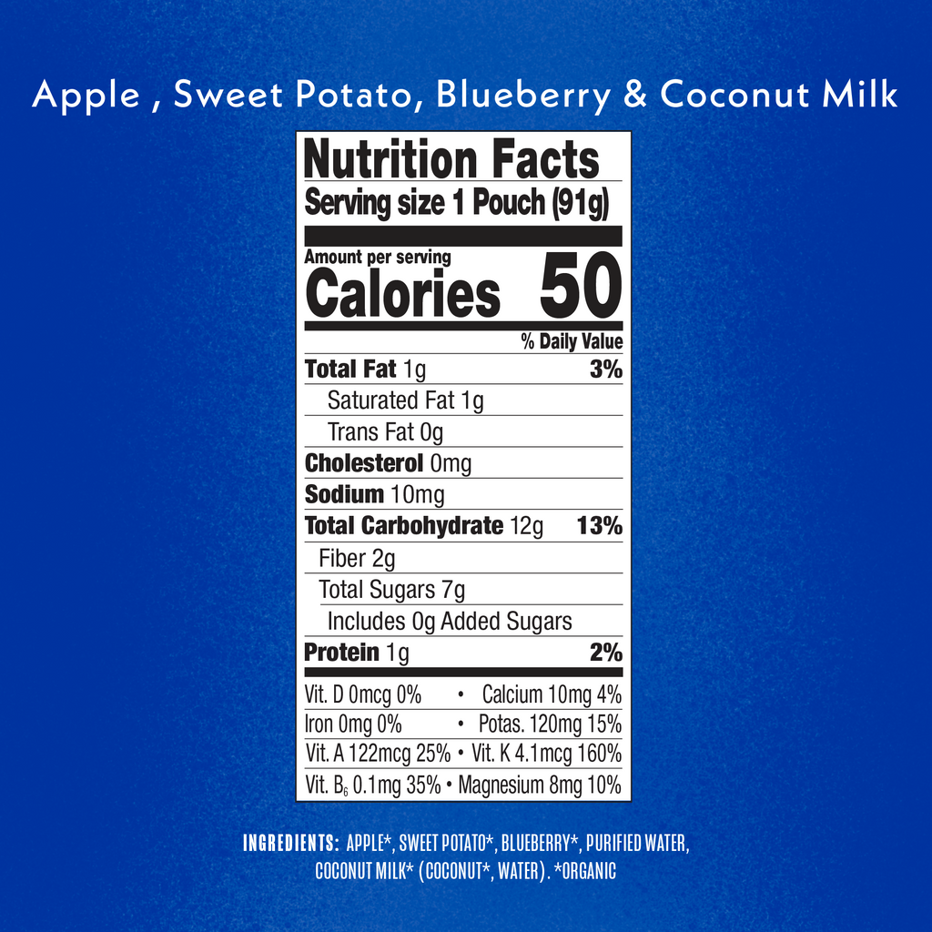 Apple, Sweet Potato, Blueberry & Coconut Milk Nutritional Facts & Ingredients