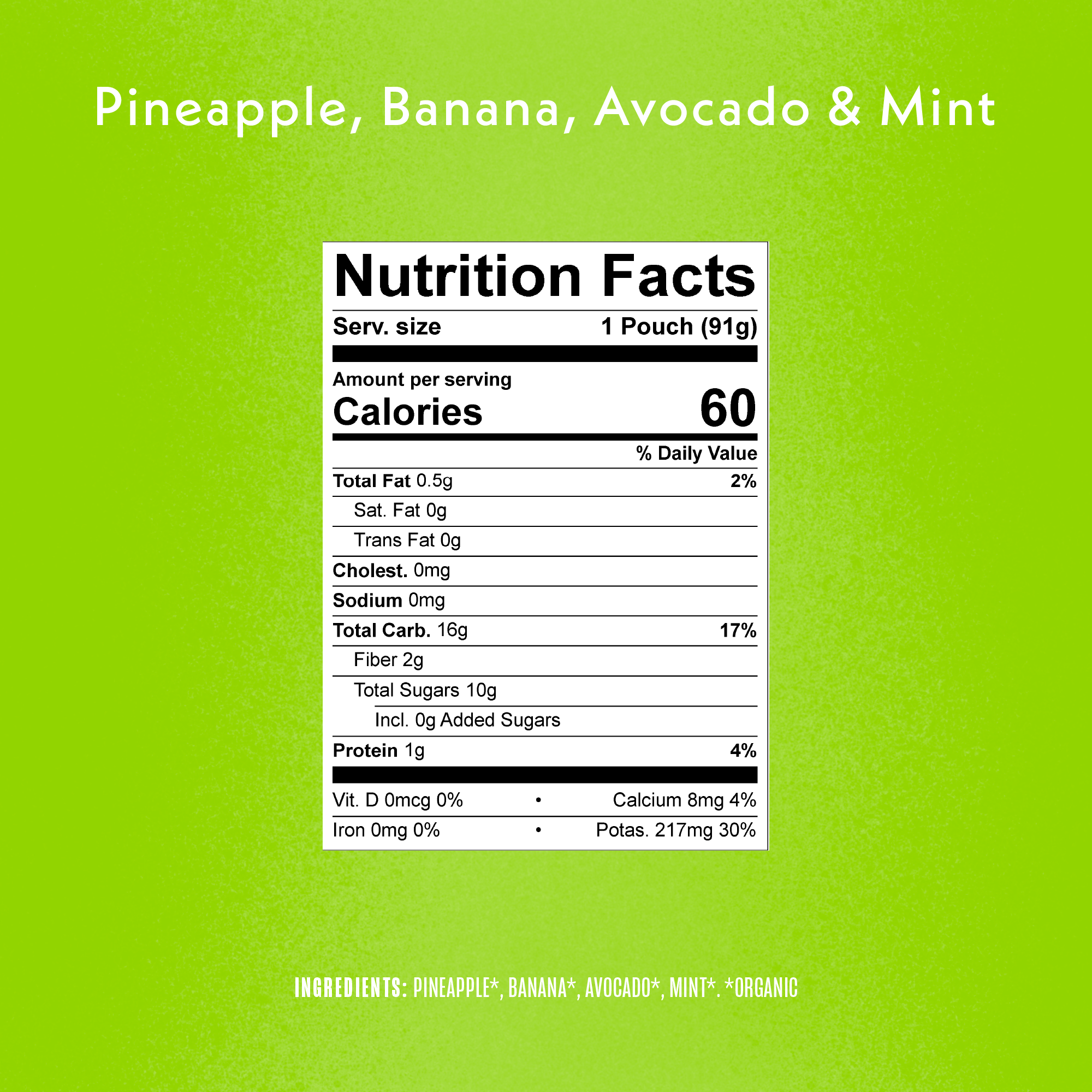 Baby Pineapple Banana Avocado Mint Nutrition Facts