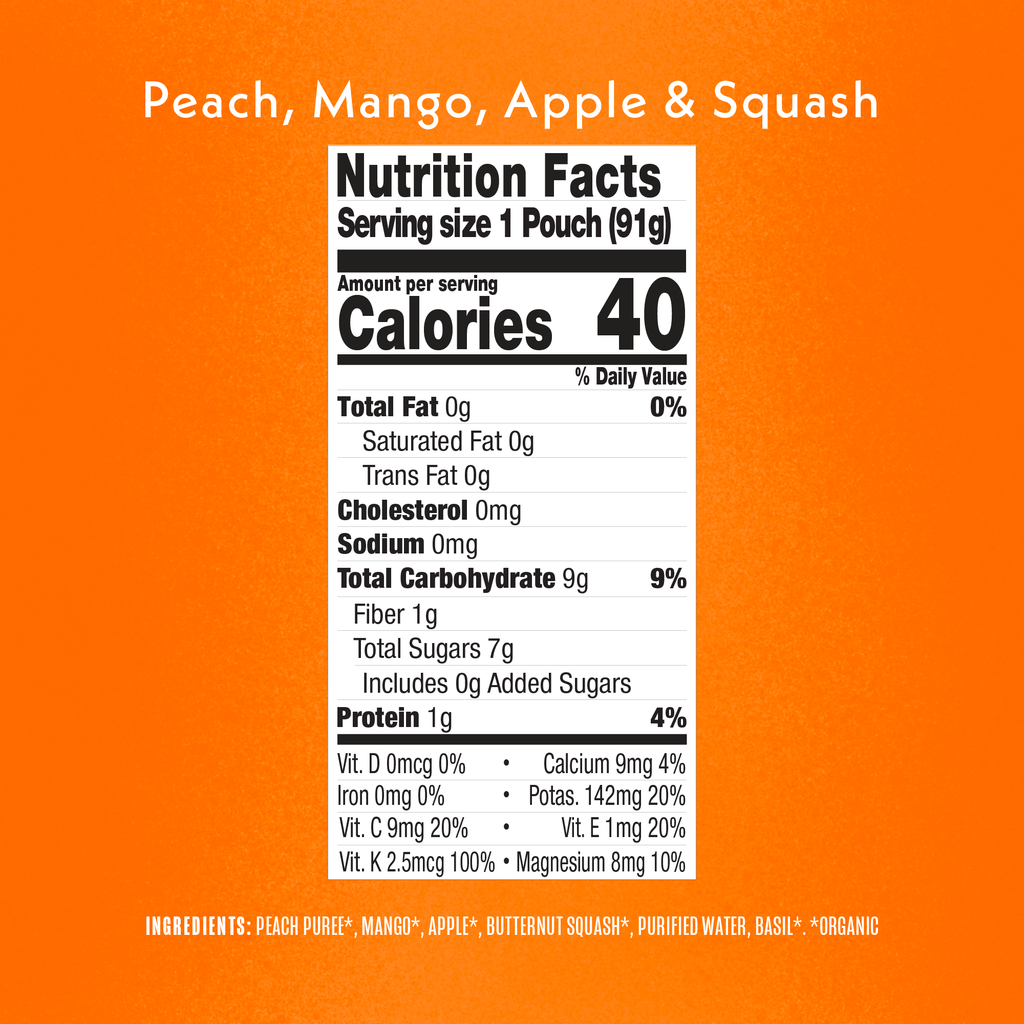 Peach, Mango, Apple & Squash Nutrition Facts