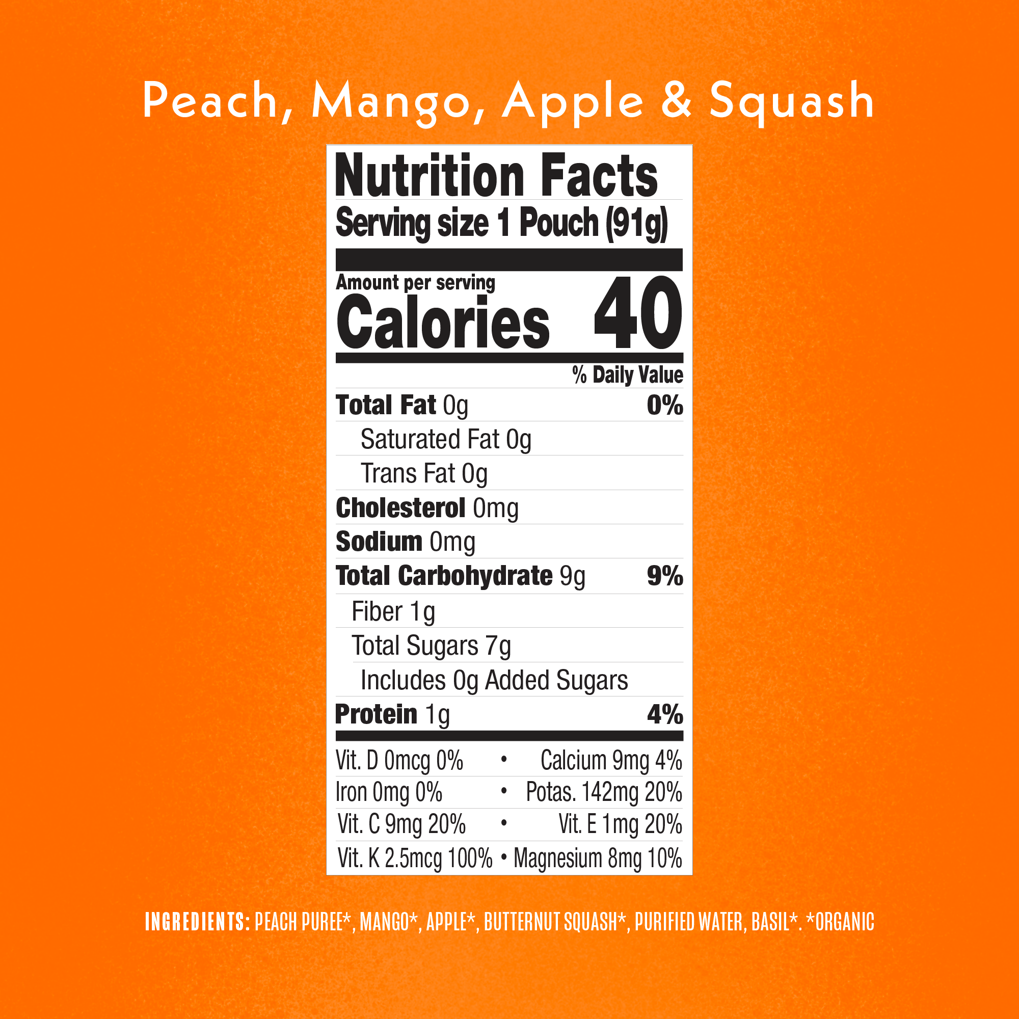 Peach, Mango, Apple & Squash Nutrition Facts