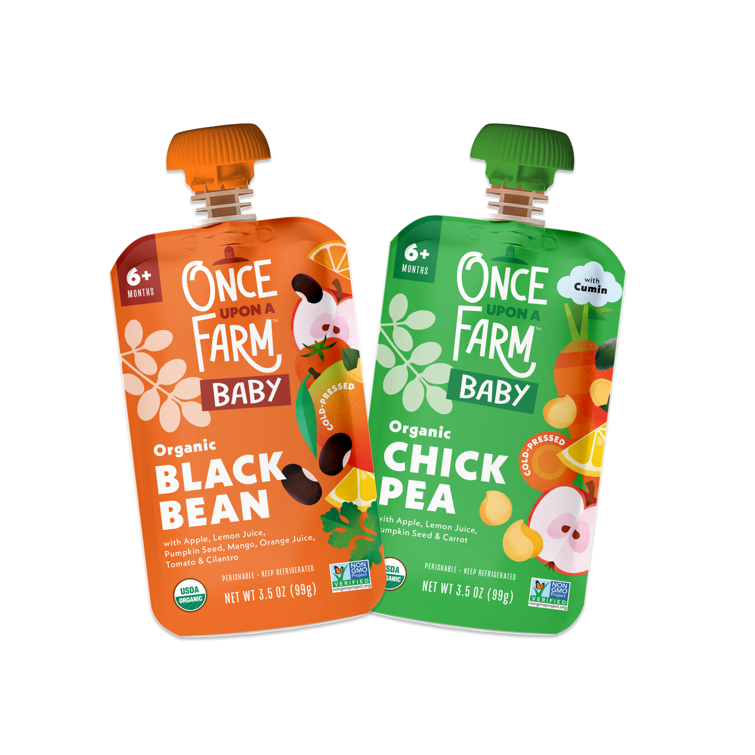 Legume Blends from Once Upon A Farm front of pouches