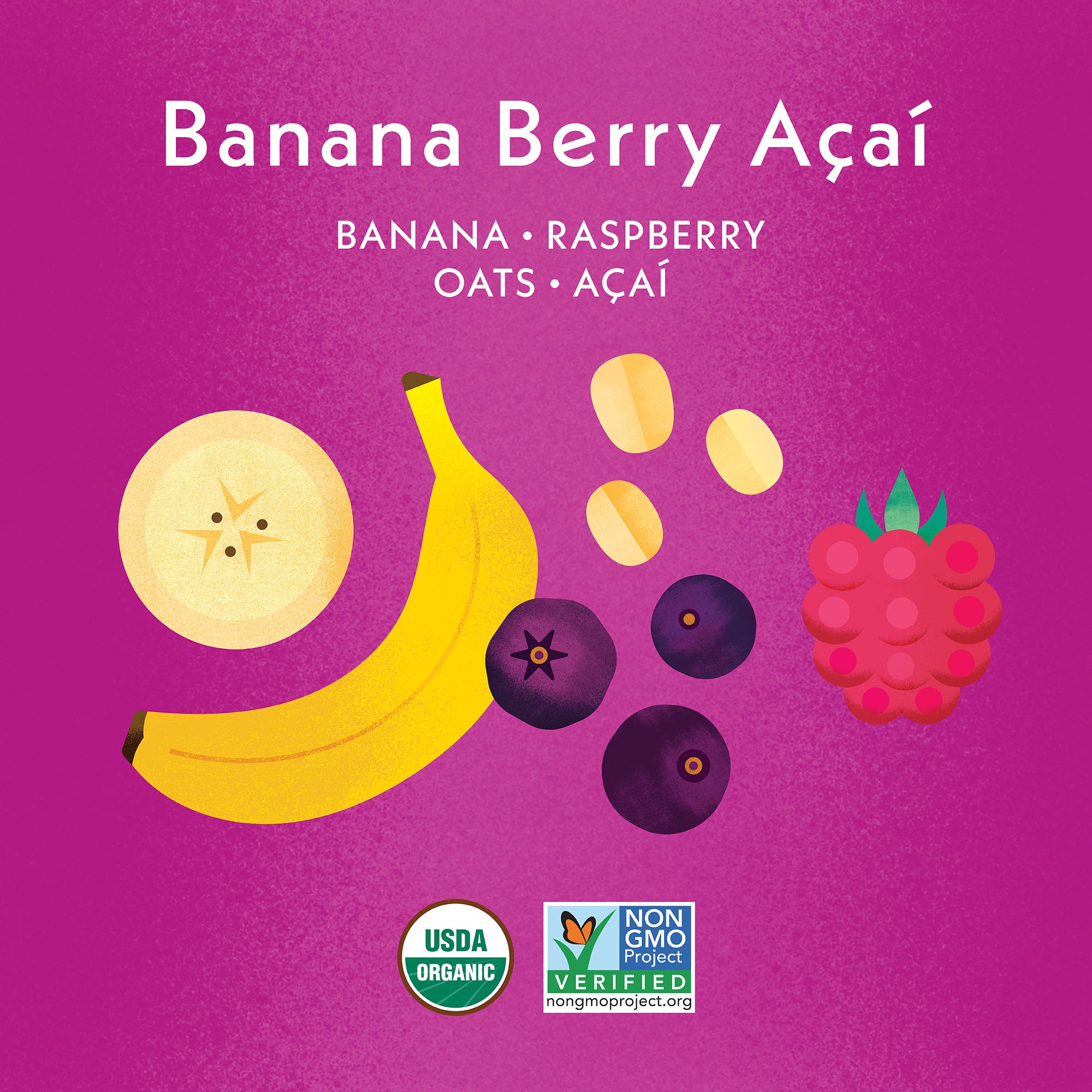 Banana Berry Acai Ingredient Feature: Banana, Raspberry, Oats & Acai