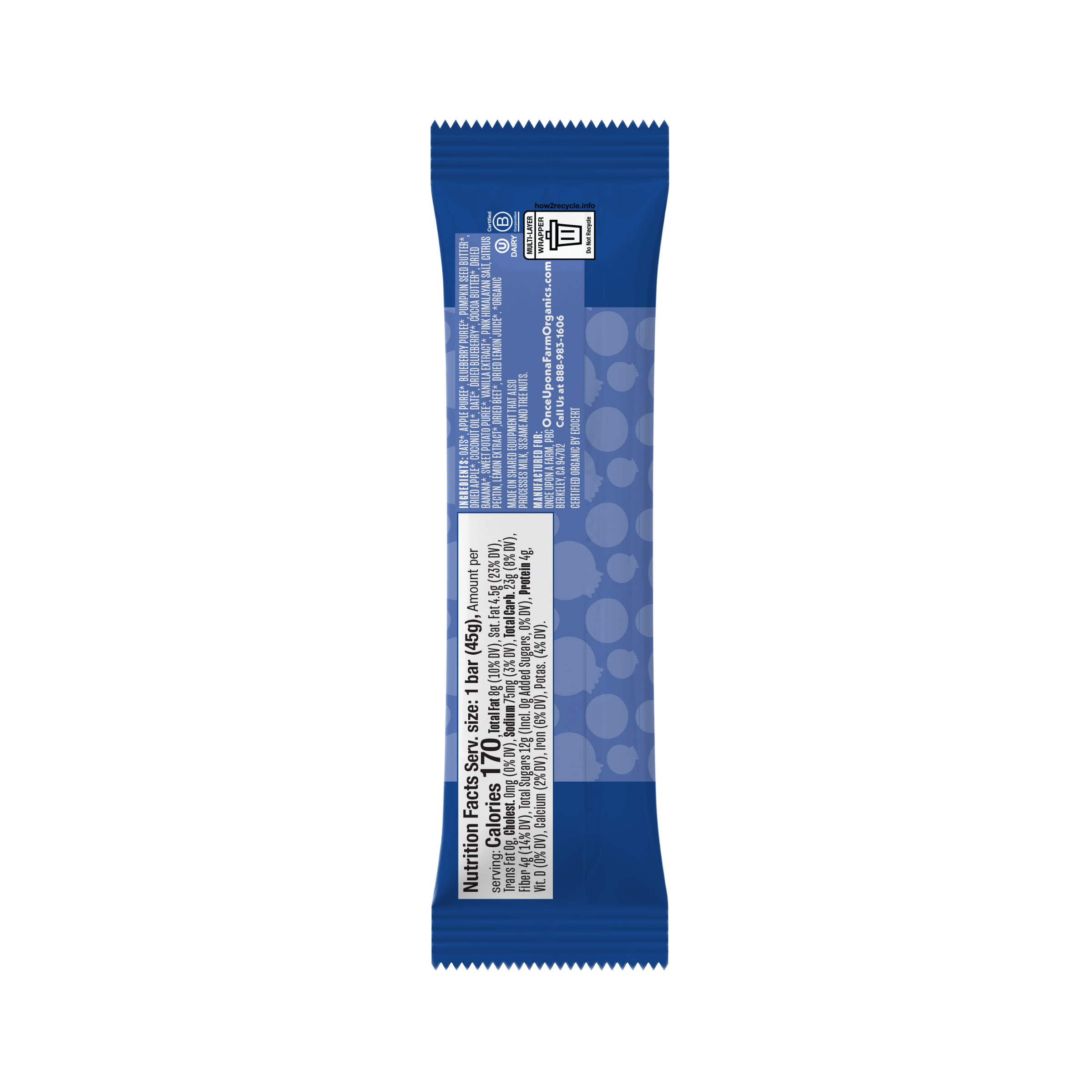 Blueberry Refrigerated Oat Bar back of new packaging