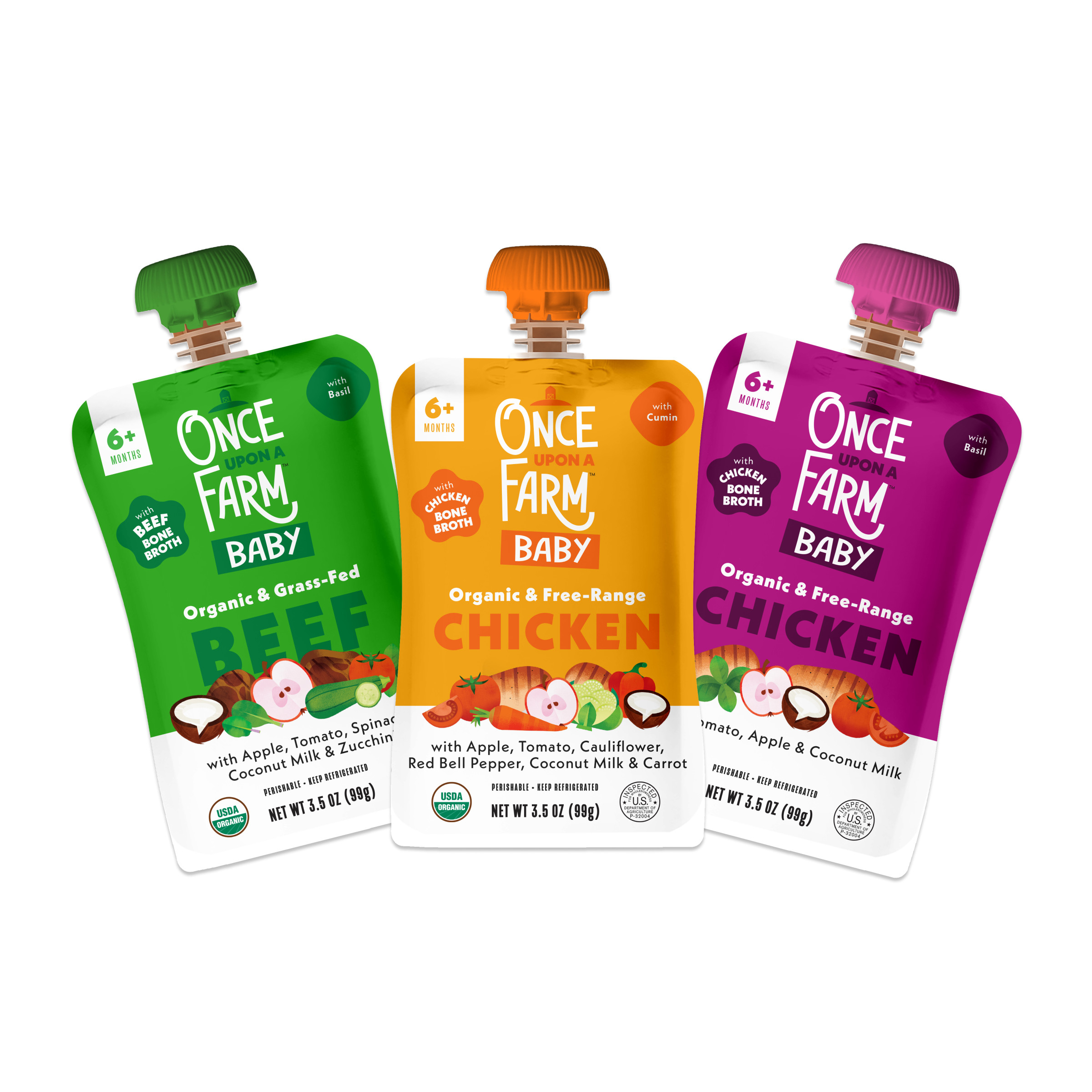 Meat and bone broth front of pouches from Once Upon A Farm