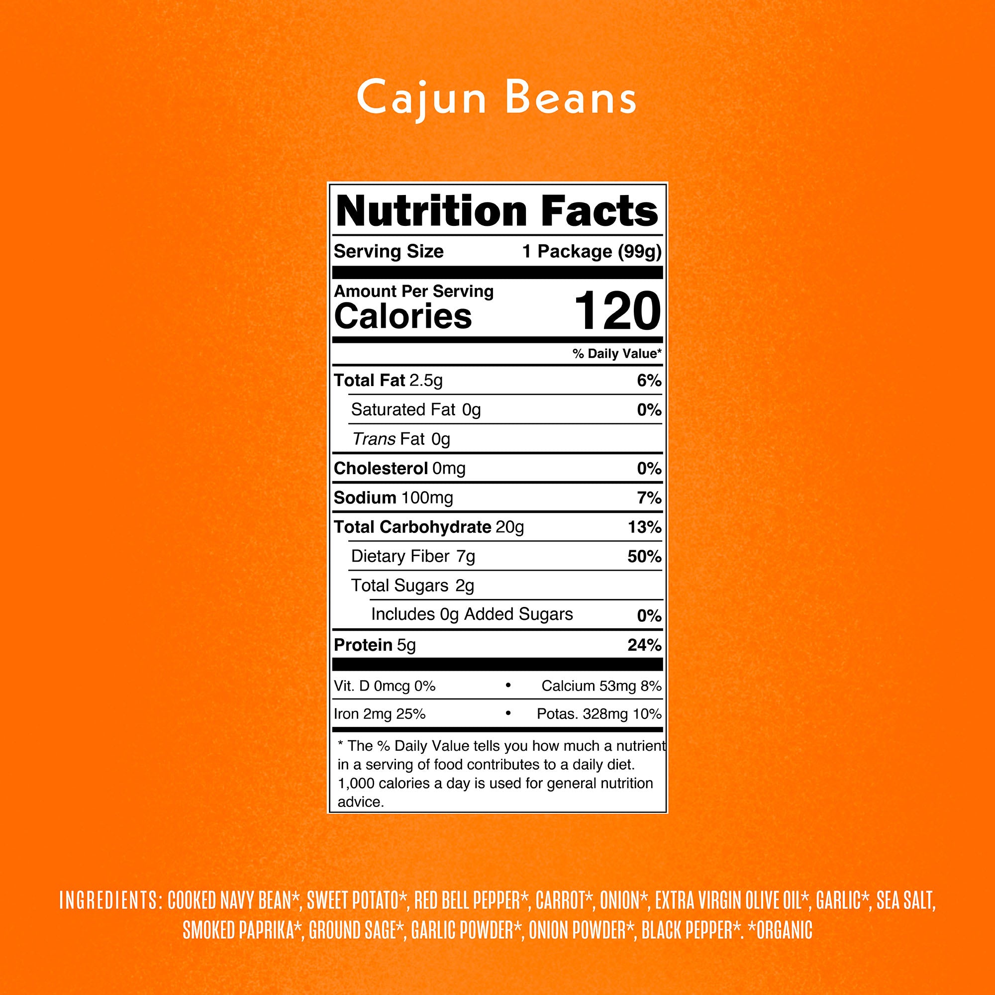 Cajun Beans Frozen Meal Nutrition Fact Panel