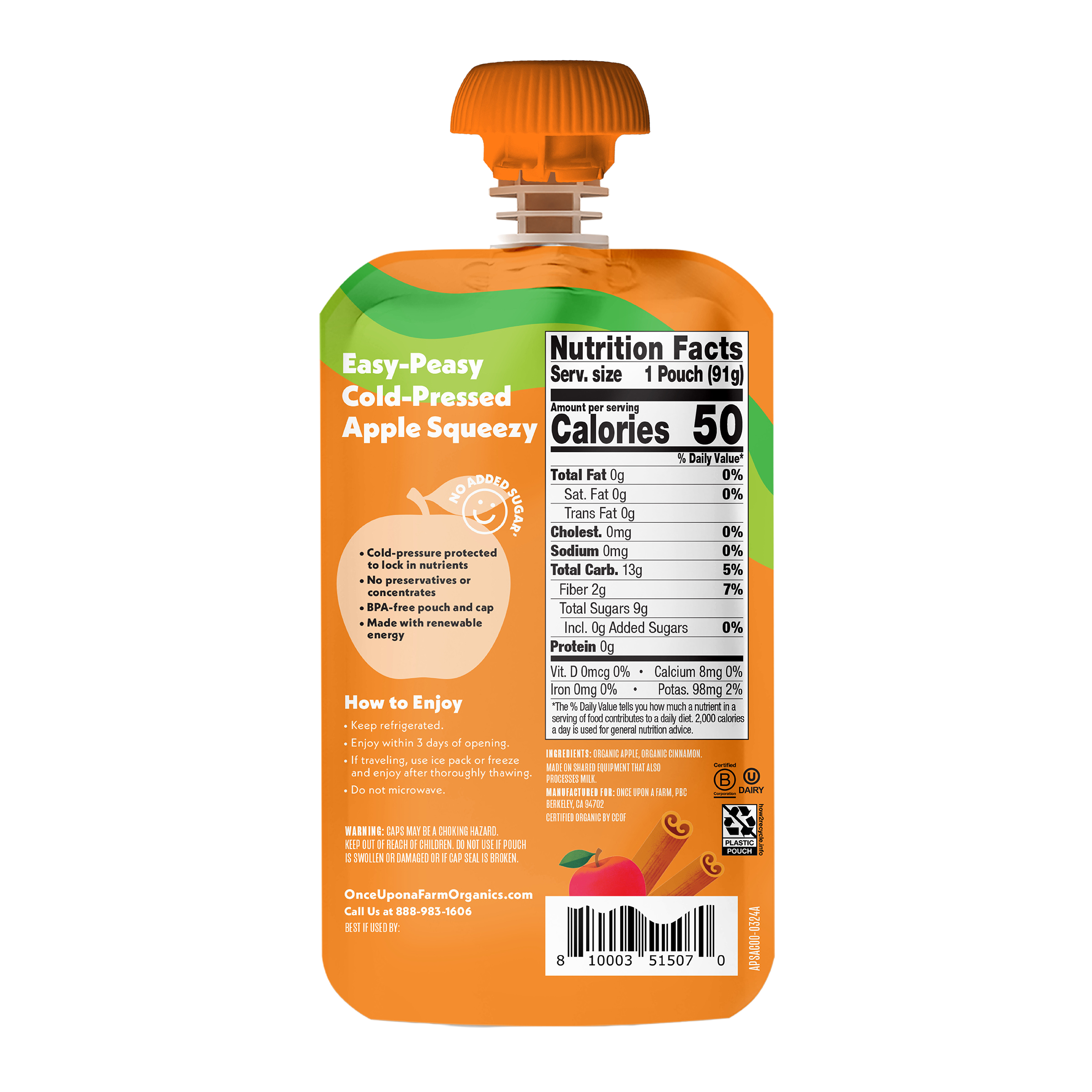 Cinnamon Applesauce Back of Packaging