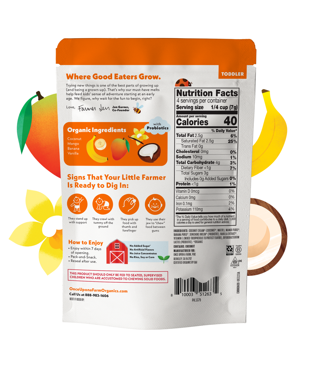 Mango Ba-nilla Coconut Melts Nutrition Facts Panel
