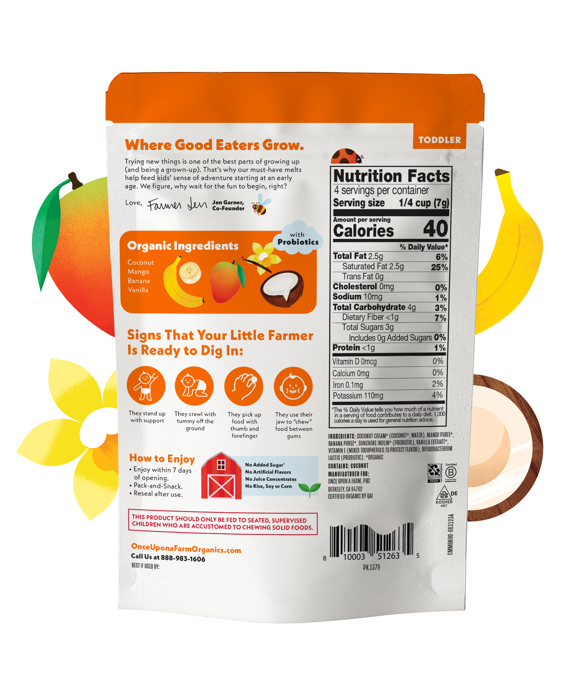 Mango Ba-nilla Coconut Melts Nutrition Facts Panel