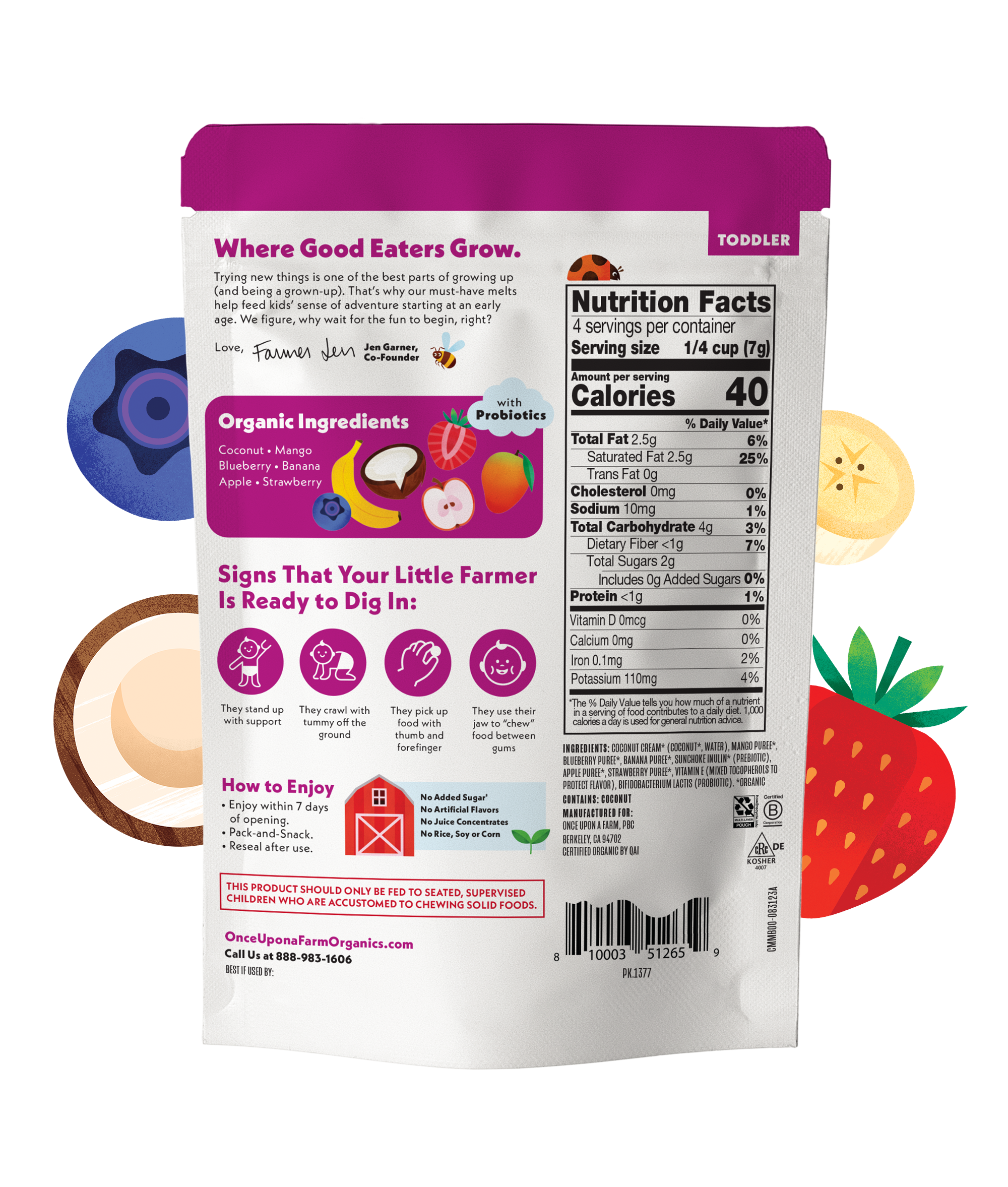 Mixed Berry Coconut Melts Nutrition Facts Panel