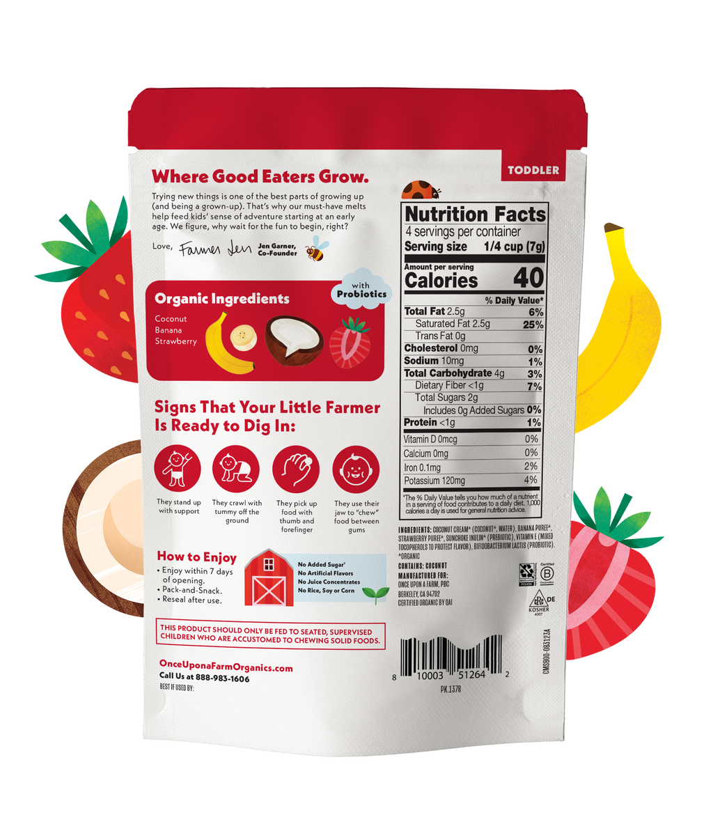 Strawberry Banana Coconut Melts Nutrition Facts Panel