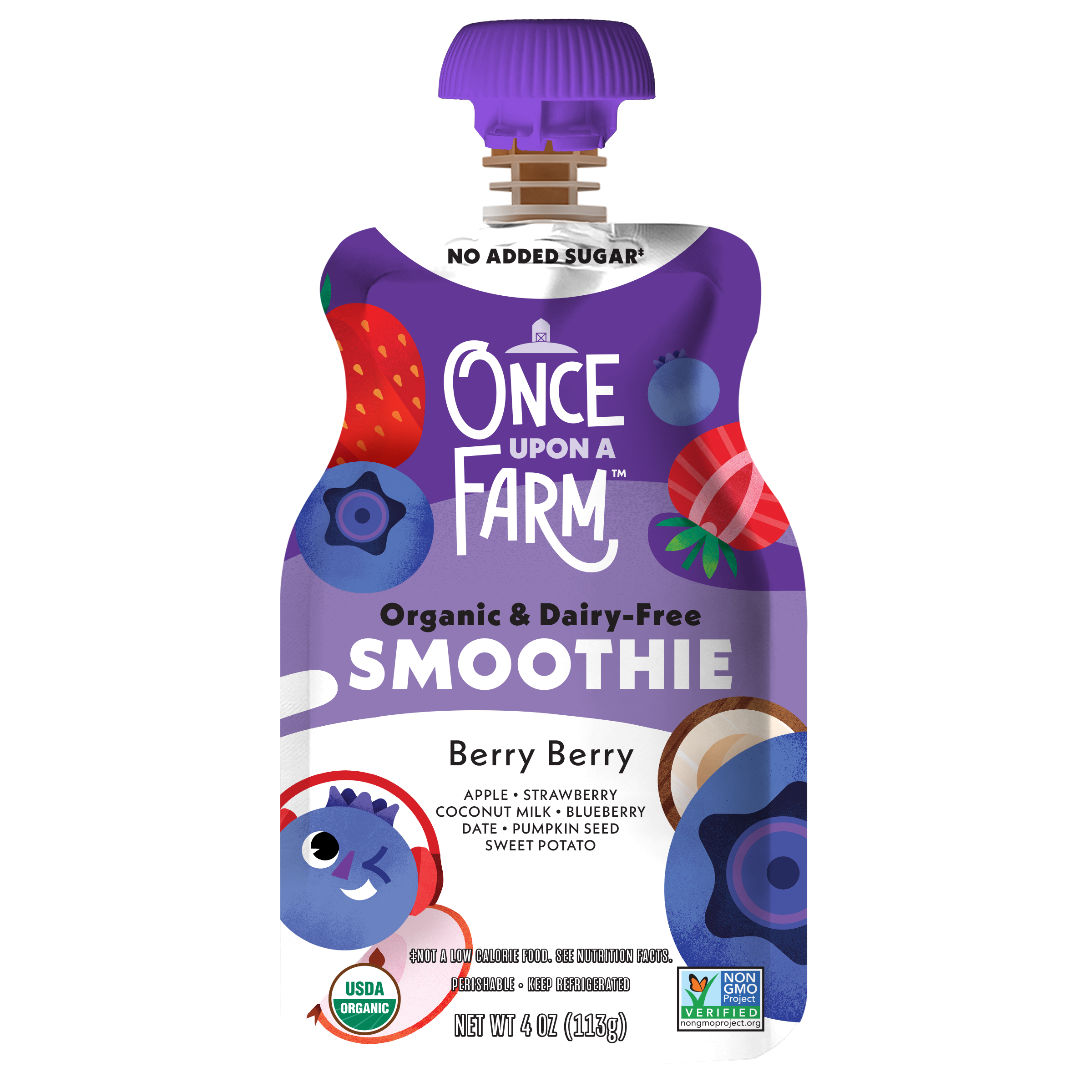 Once Upon a Farm Berry Berry Dairy Free Smoothie Front of Packaging