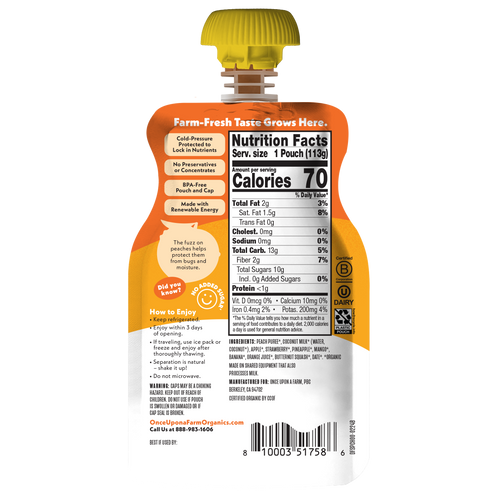 Peach Sunrise Dairy-Free Smoothie back of packaging
