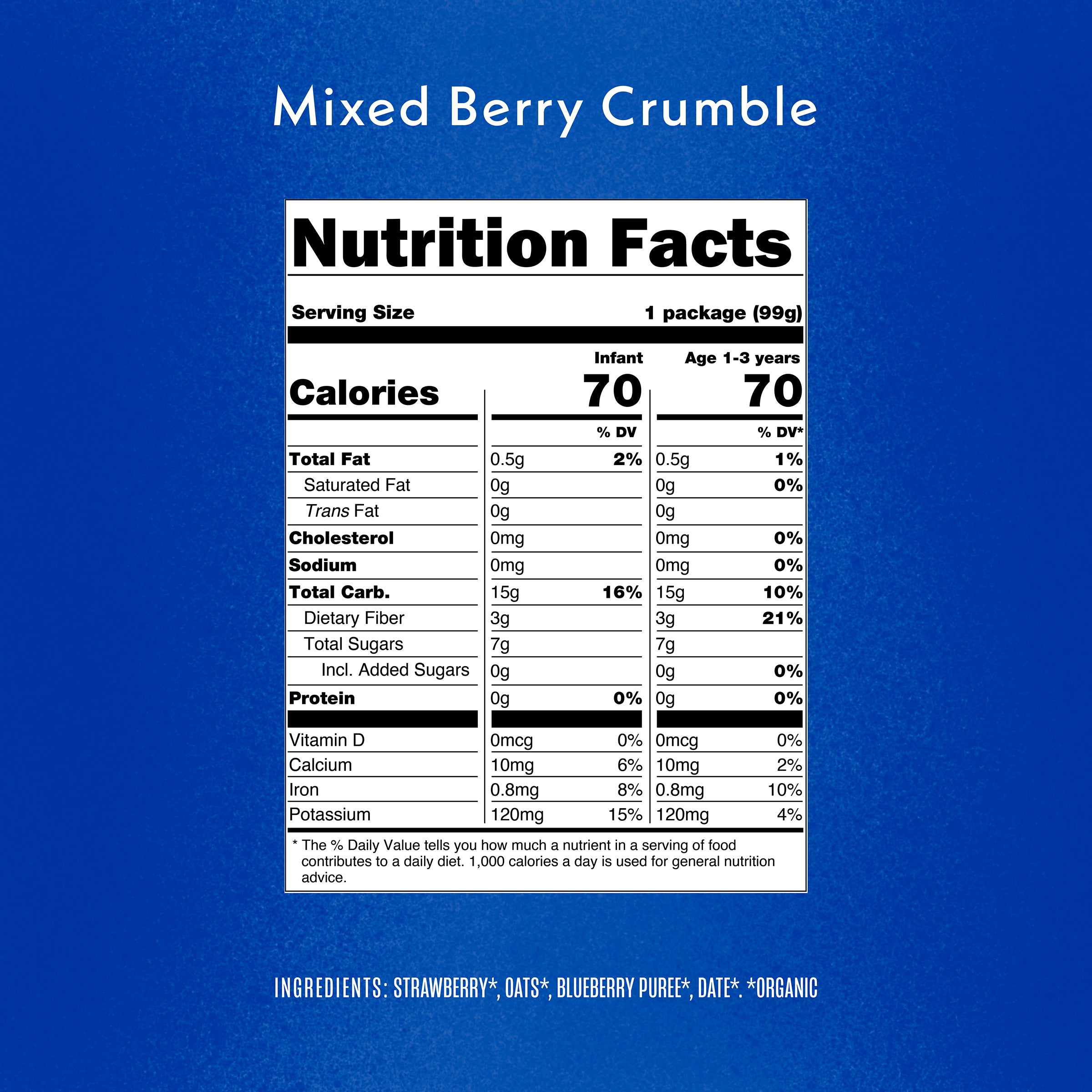 Mixed Berry Crumble Nutrition Fact Panel