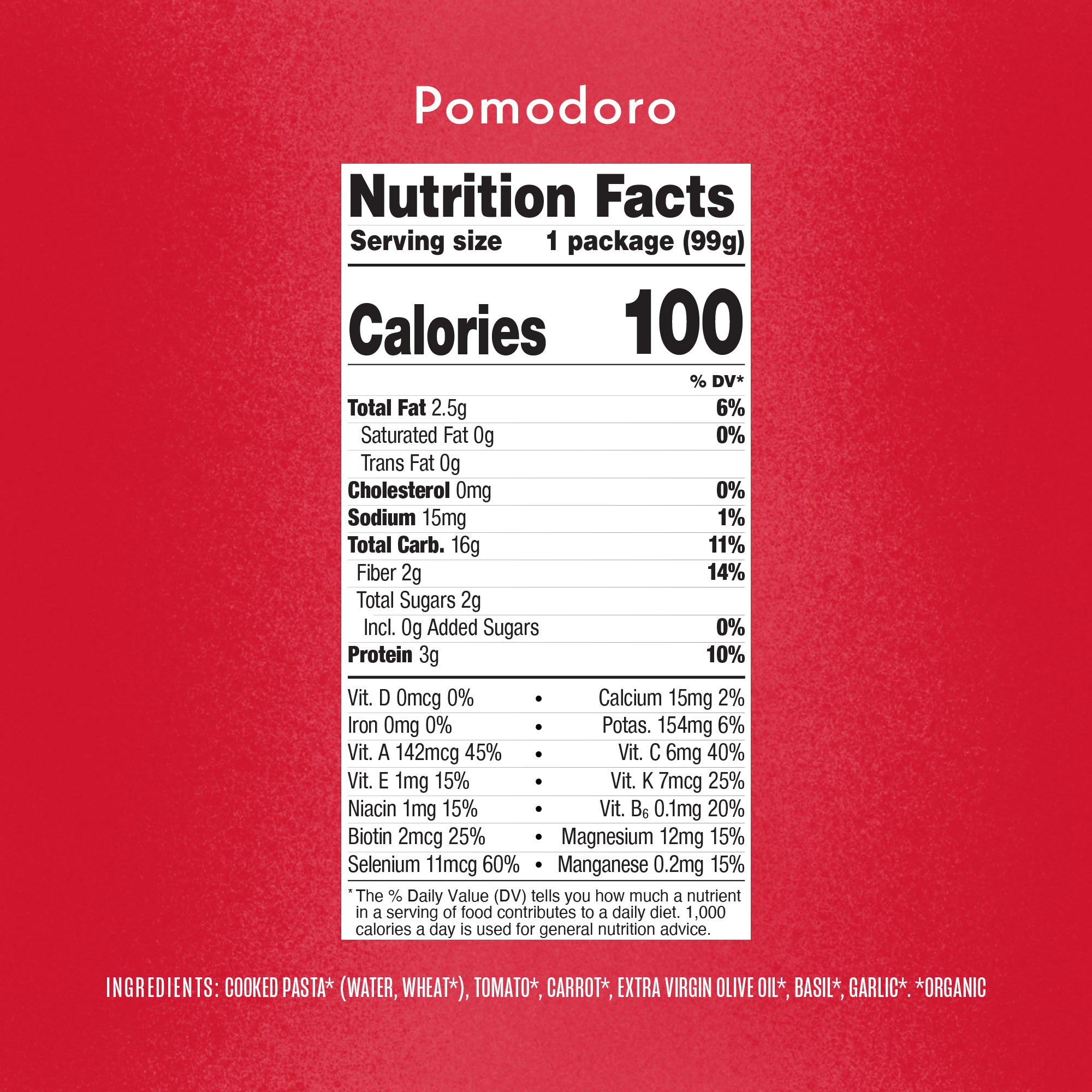Pomodoro Nutrition Facts Panel & Ingredients
