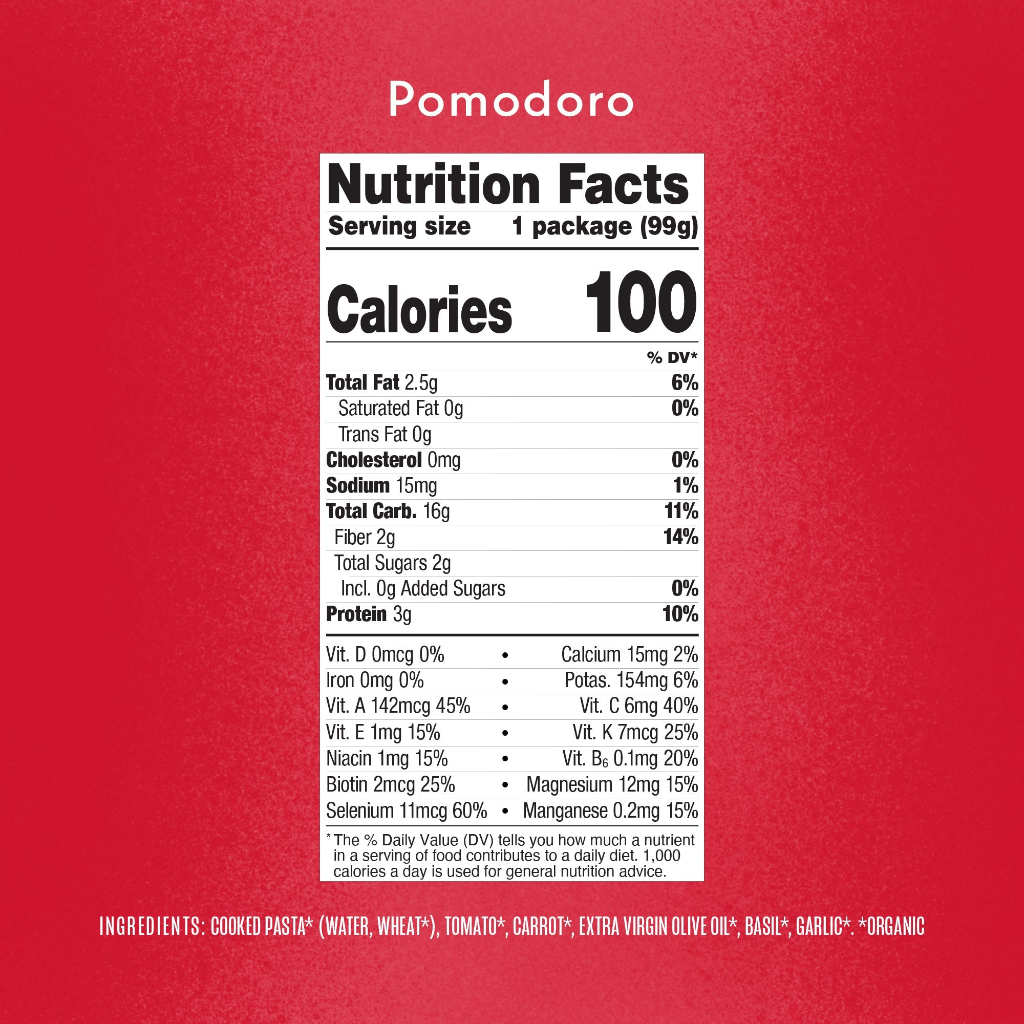 Pomodoro Nutrition Facts Panel & Ingredients
