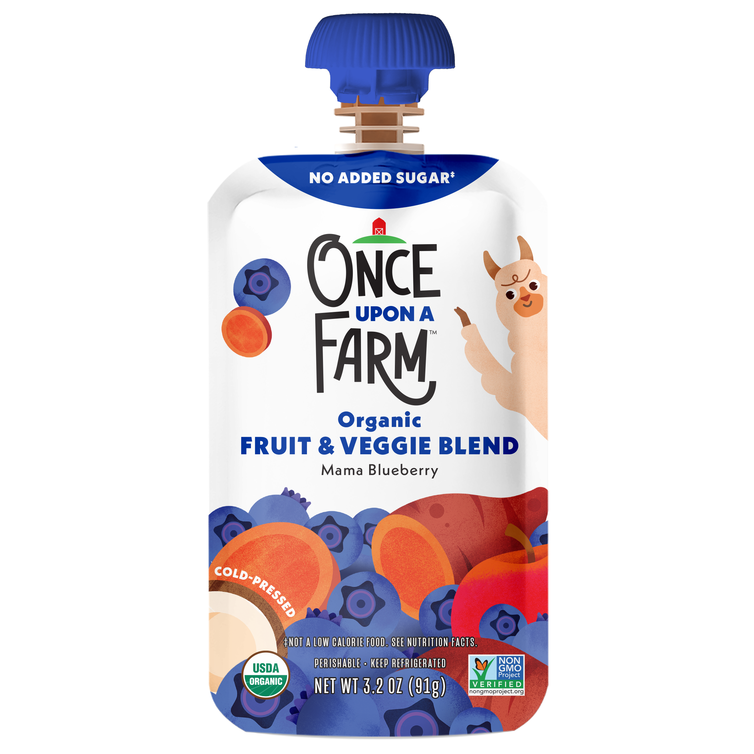 Once Upon a Farm Mama Blueberry Organic Kid's Snack Pouch, 3.2oz front