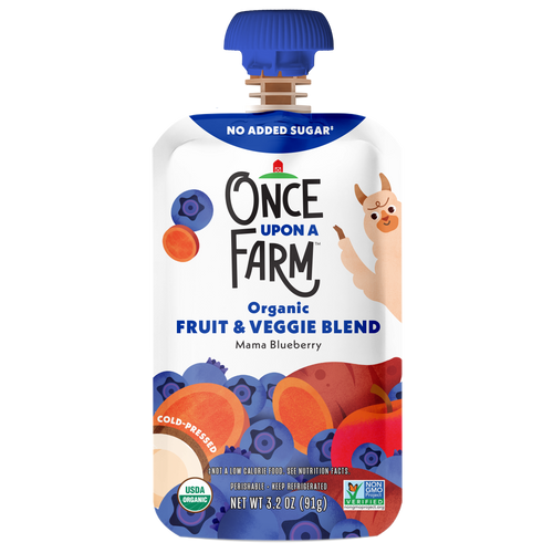 Once Upon a Farm Mama Blueberry Organic Kid's Snack Pouch, 3.2oz front