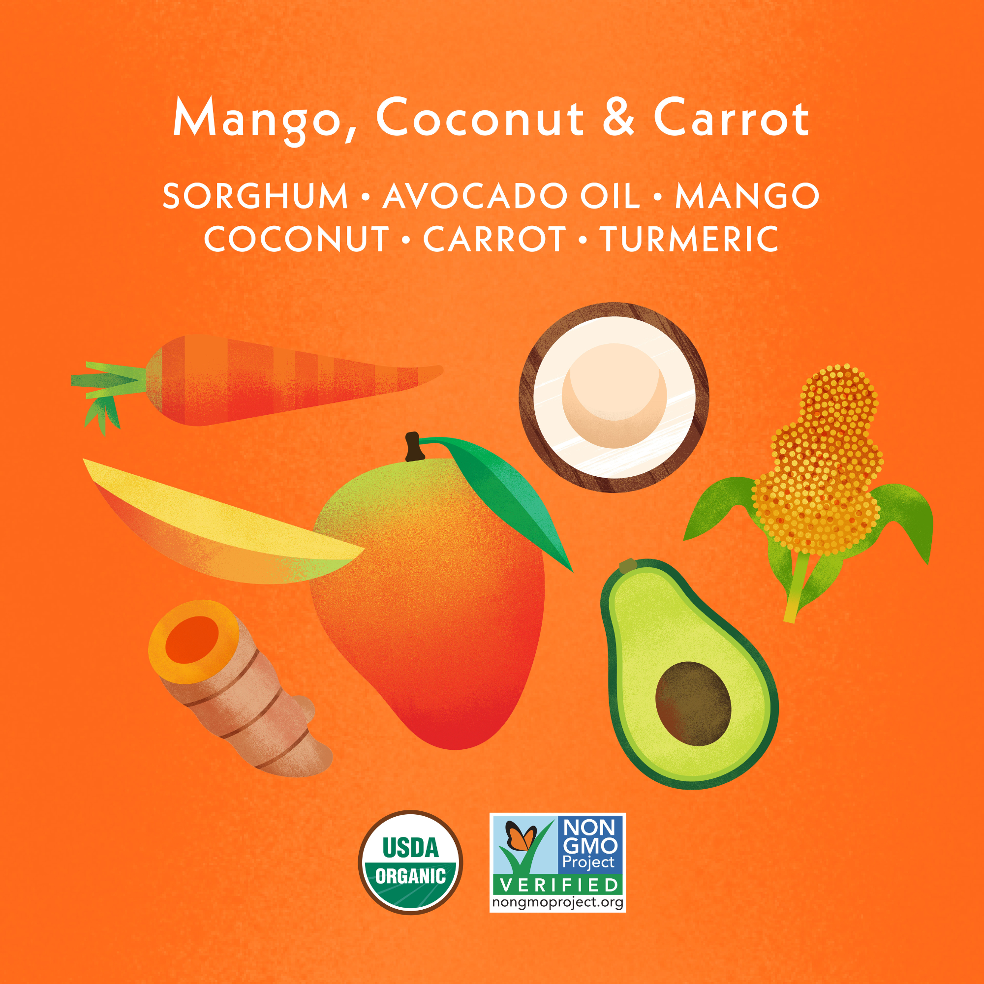 Mango, Carrot & Coconut Puffs, 6ct