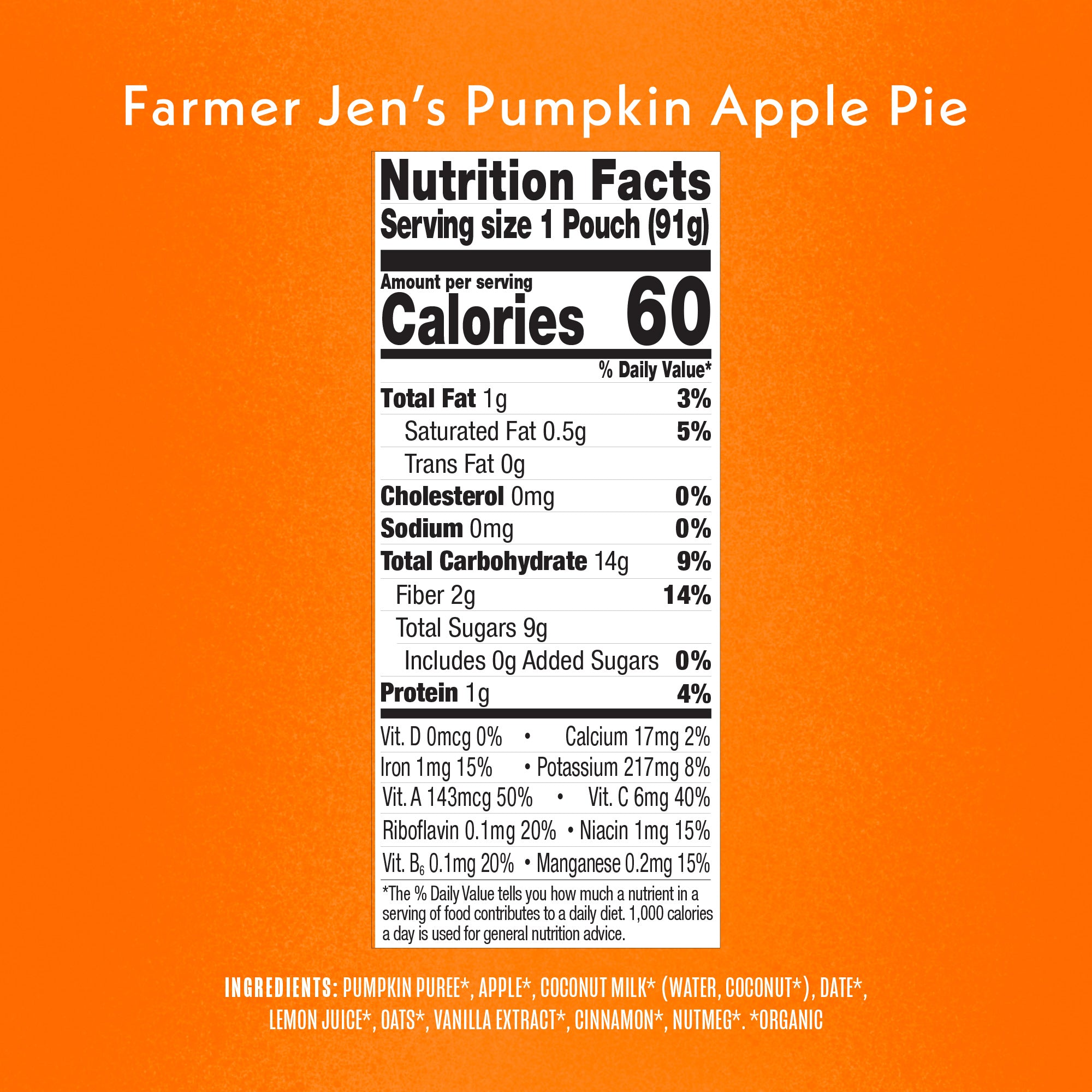 Farmer Jen's Pumpkin Apple Pie Nutritional Facts & Ingredients
