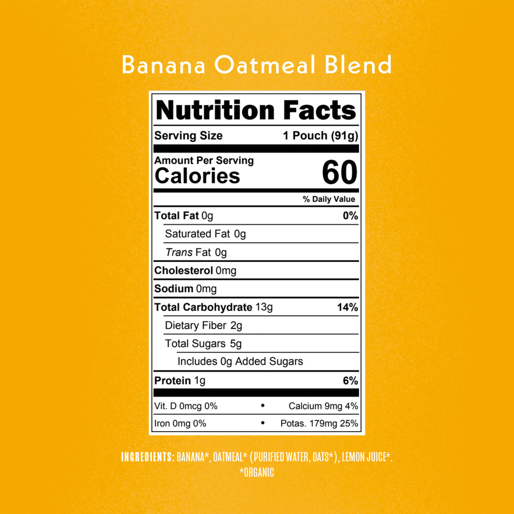 Banana Baby Oatmeal Blend Nutrition Fact Panel