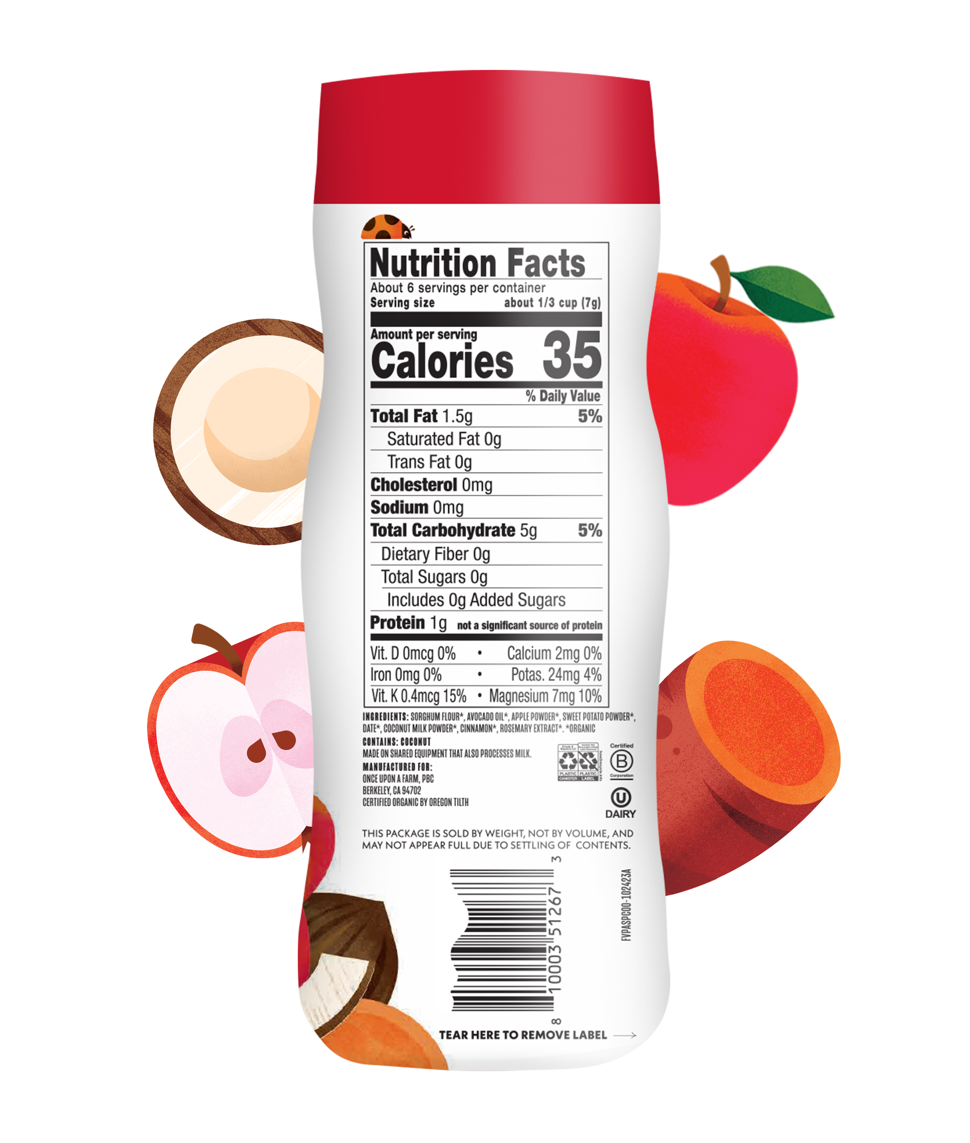 Apple, Sweet Potato & Coconut Puffs Nutrition Facts Panel