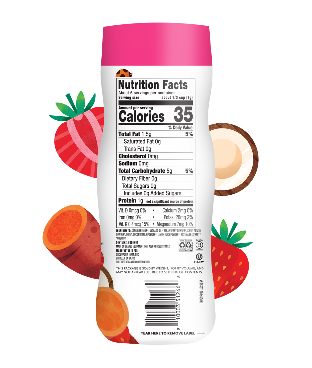Strawberry, Sweet Potato & Coconut Puffs Nutrition Facts Panel