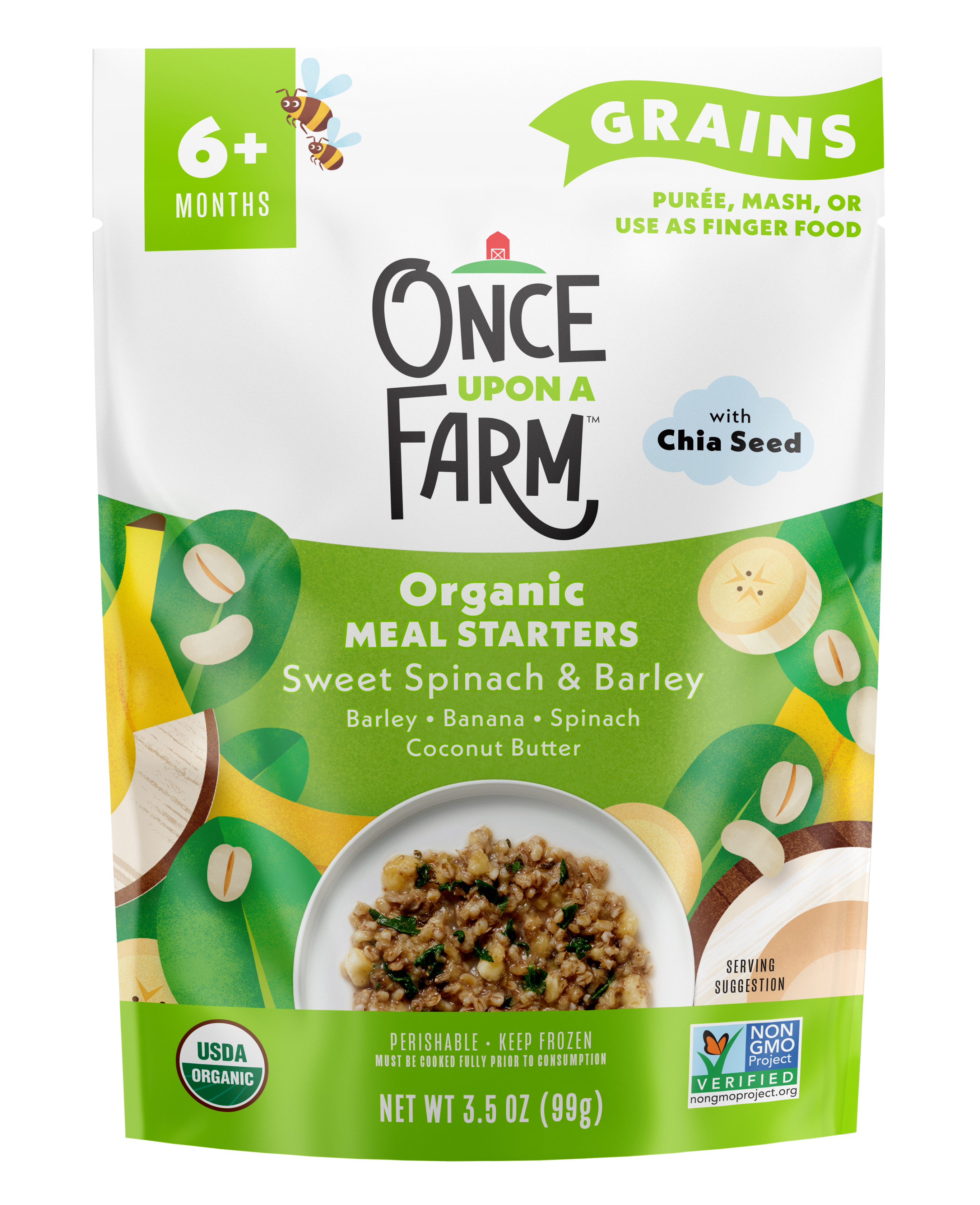 Sweet Spinach & Barley frozen meal front of pack