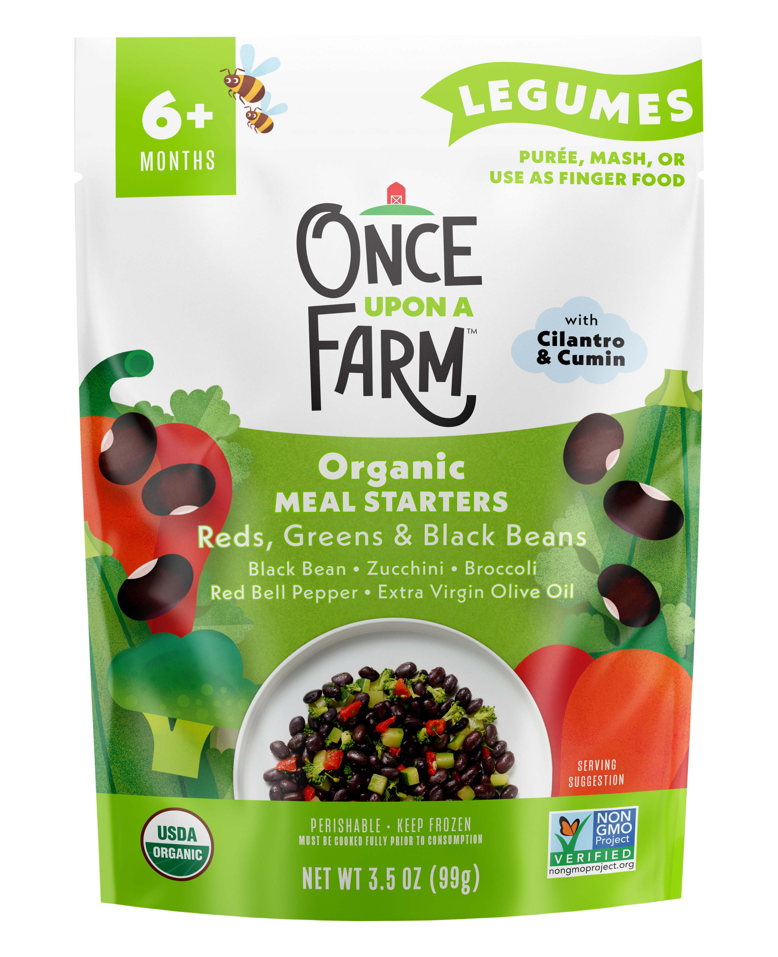 Reds, Greens & Black Beans frozen meal front of packaging