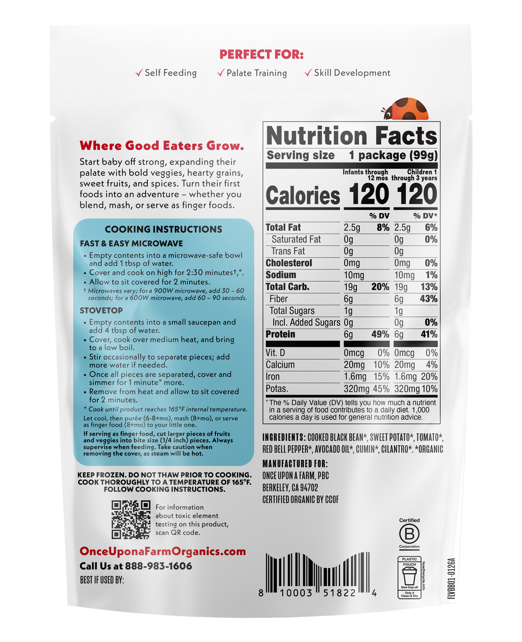 Veggie Burrito Bowl Back of Packaging - Kosher Removal