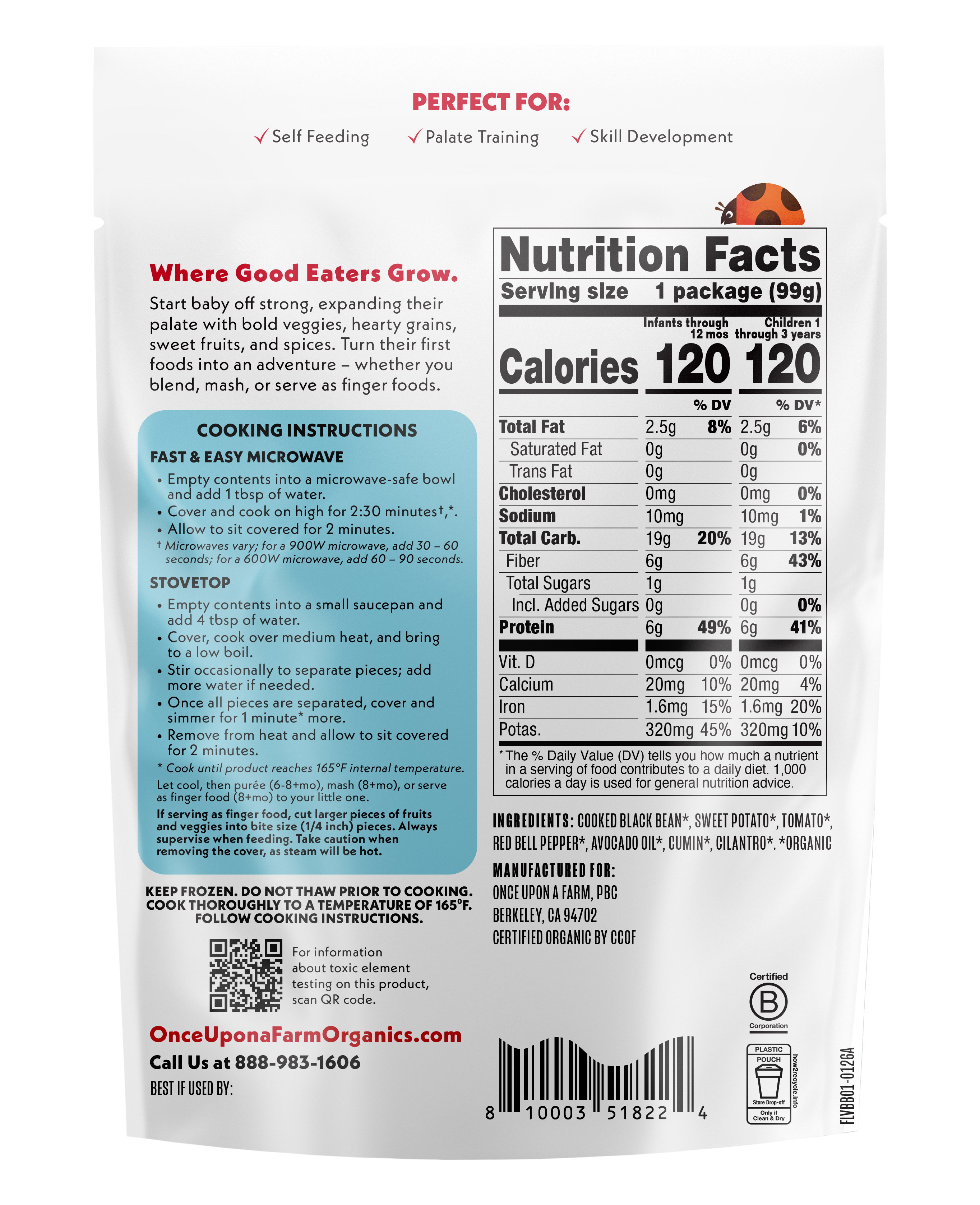 Veggie Burrito Bowl Back of Packaging - Kosher Removal