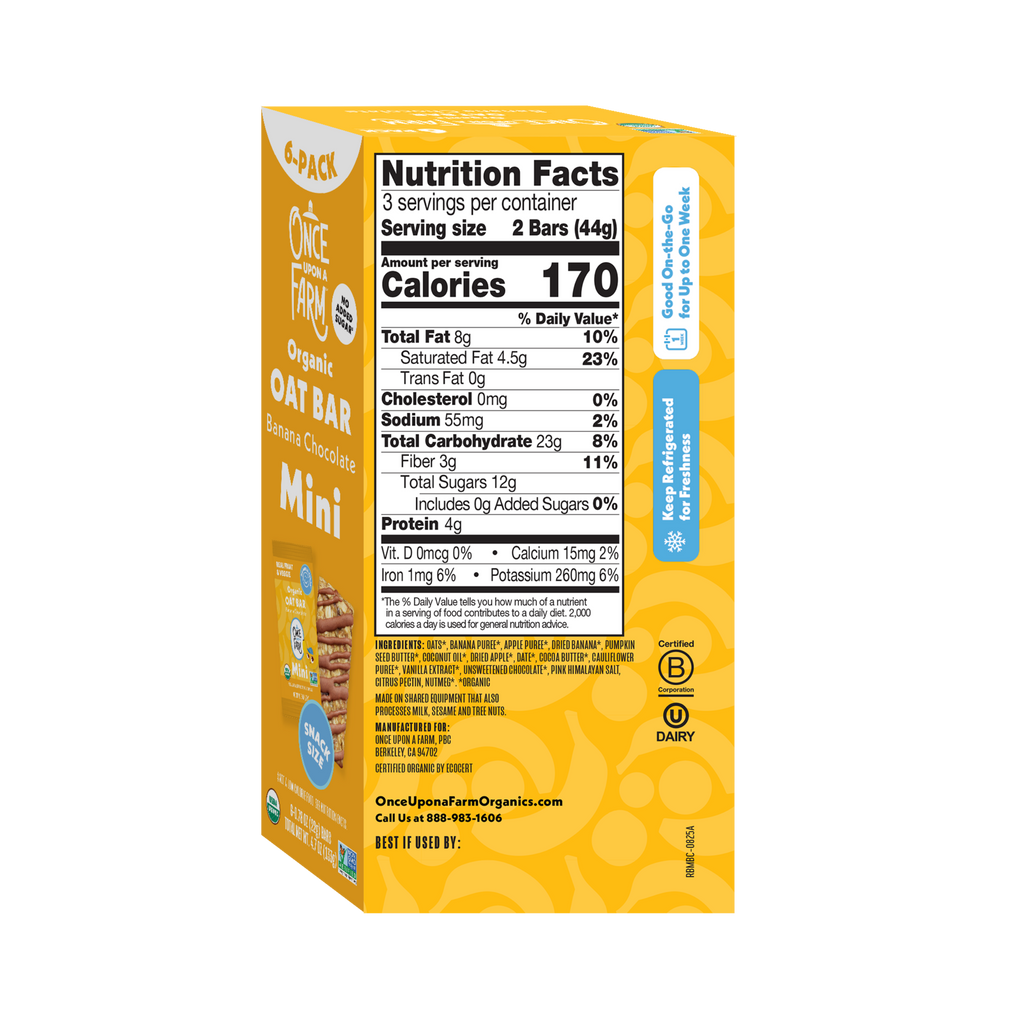 Box of Oat Bars with Nutrition Facts on a white background