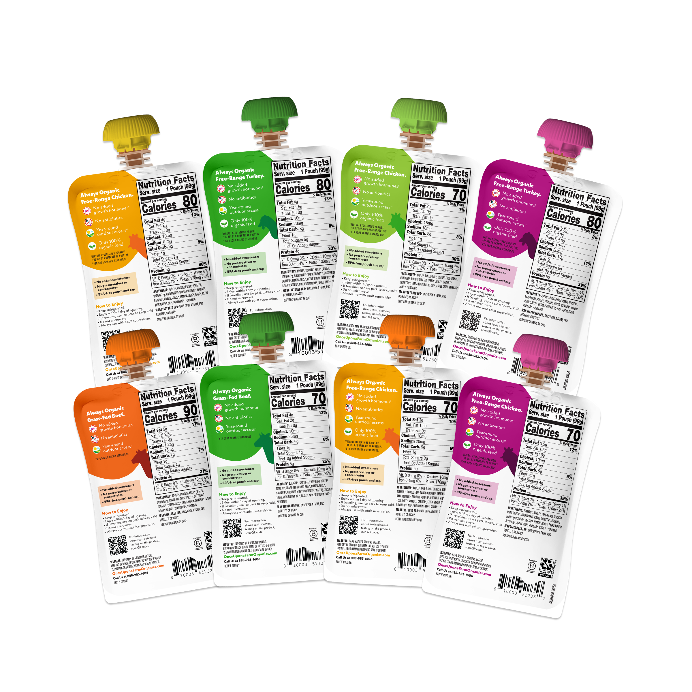 Meat & Bone Broth Variety Pack back of Once Upon A Farm pouches