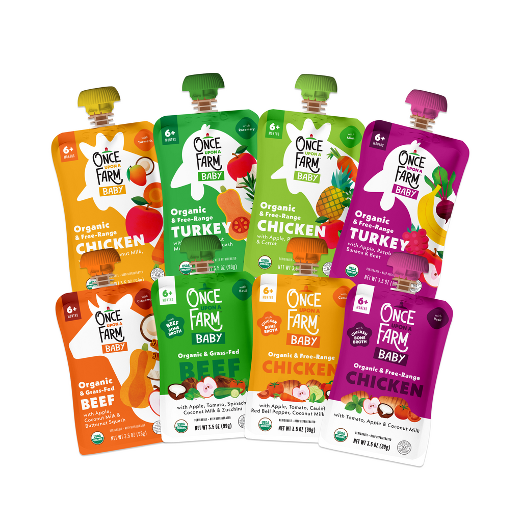 Meat & Bone Broth Variety Pack front of Once Upon A Farm pouches